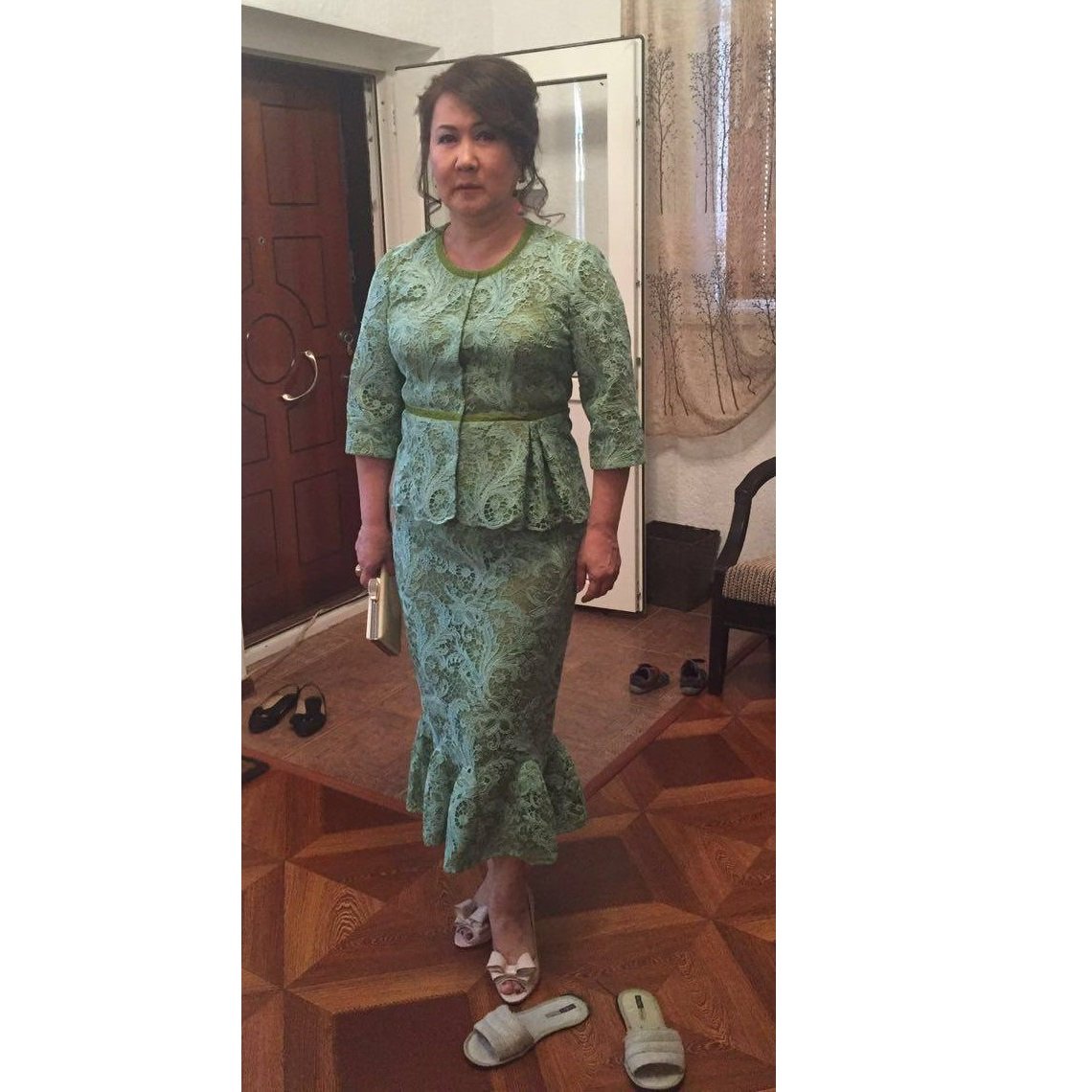 Floral Design Cord Thread Embroidered Dress | Burç Fabric