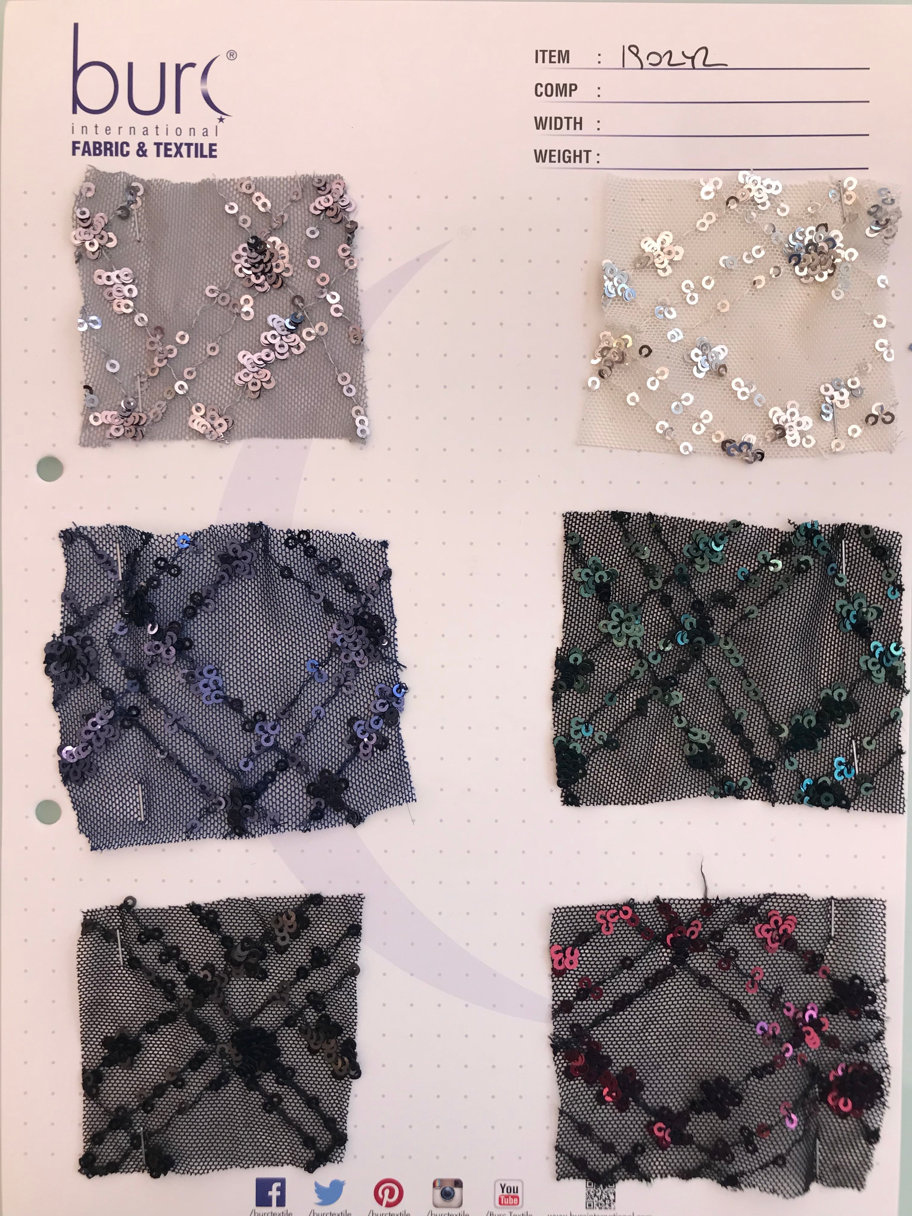 Argyle Design Cluster Sequin Embroidered Mesh Tulle Fabric