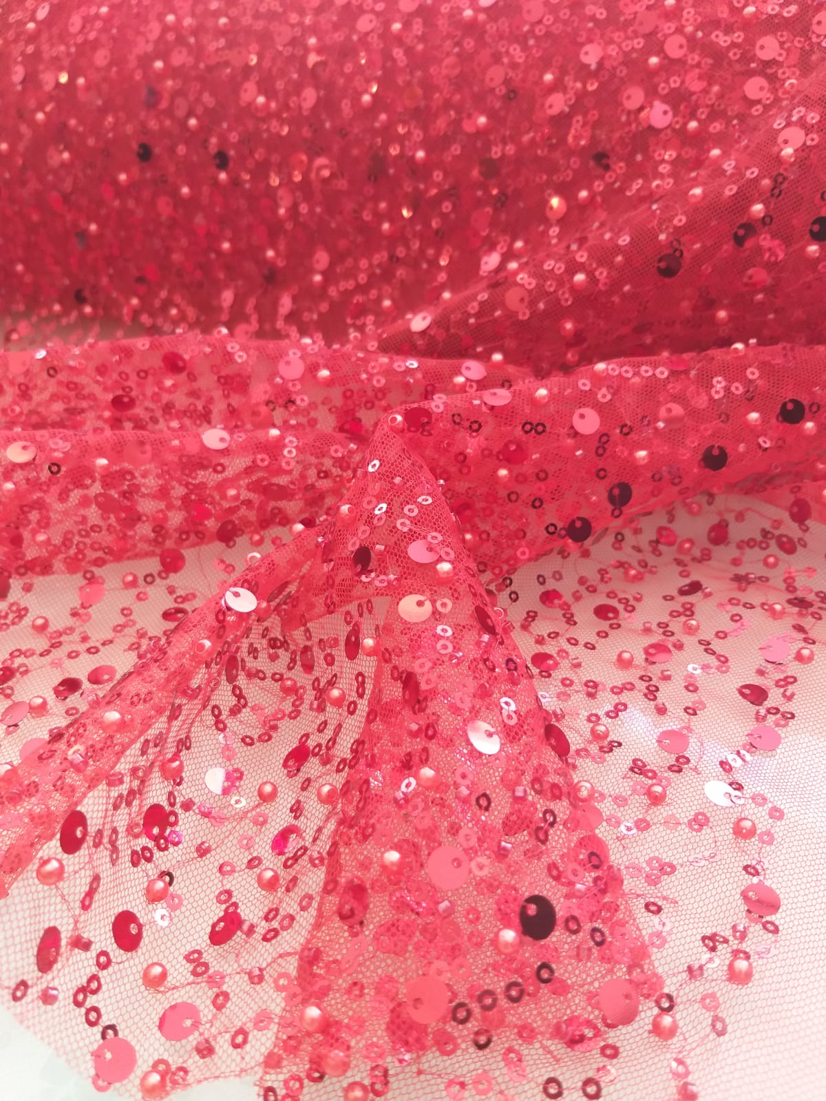 BL-001A DENSE SEquined PEARL AND CUT BEADED FABRIC