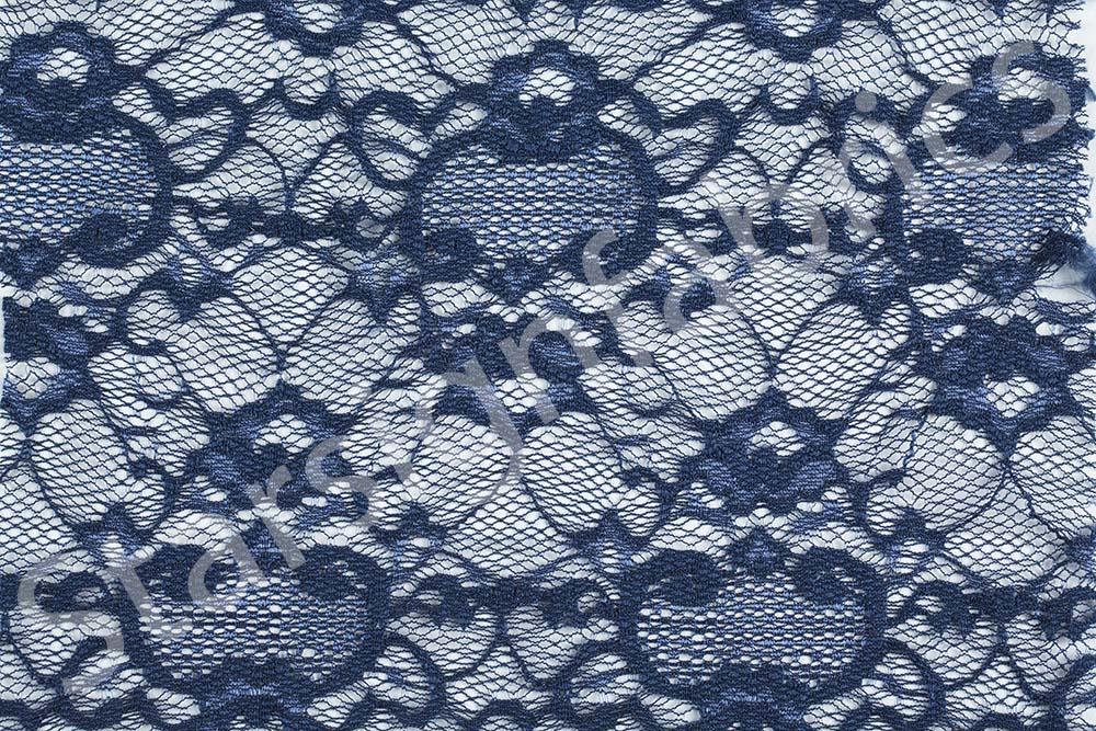 Navy Blue Marseille Style Soft Lace Fabric | Burç Fabric
