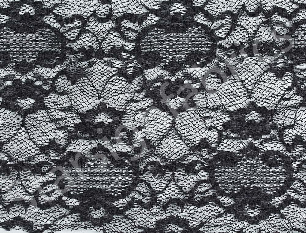 Black Marseille Style Soft Lace Fabric | Burç Fabric