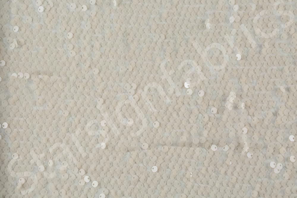Beige Sparse Sequin Embroidered Tulle Fabric | Burç Fabric