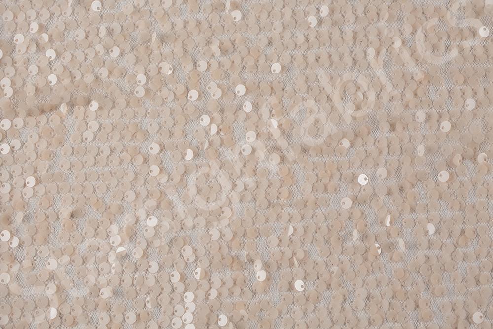 Salmon Sparse Sequin Embroidered Tulle Fabric | Burç Fabric