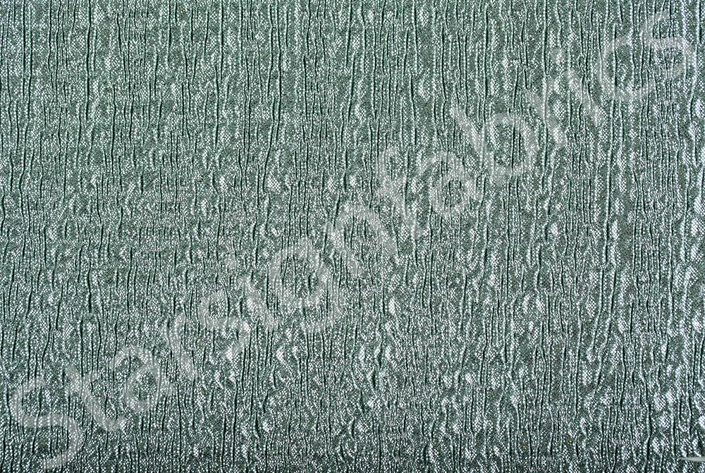 Green Foil Print Crimped Knitted Fabric | Burç Fabric