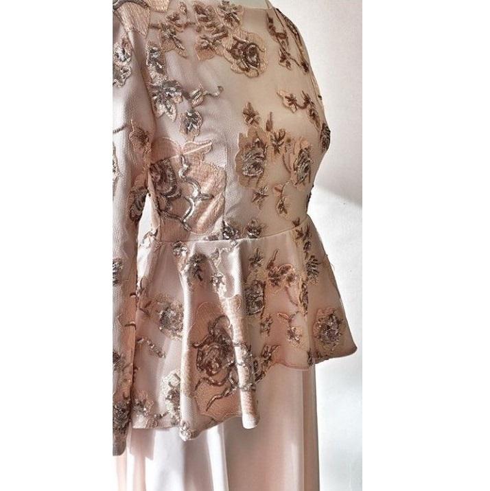 Gold Colored Sequined Floral Patterned Dress | Burç Fabric