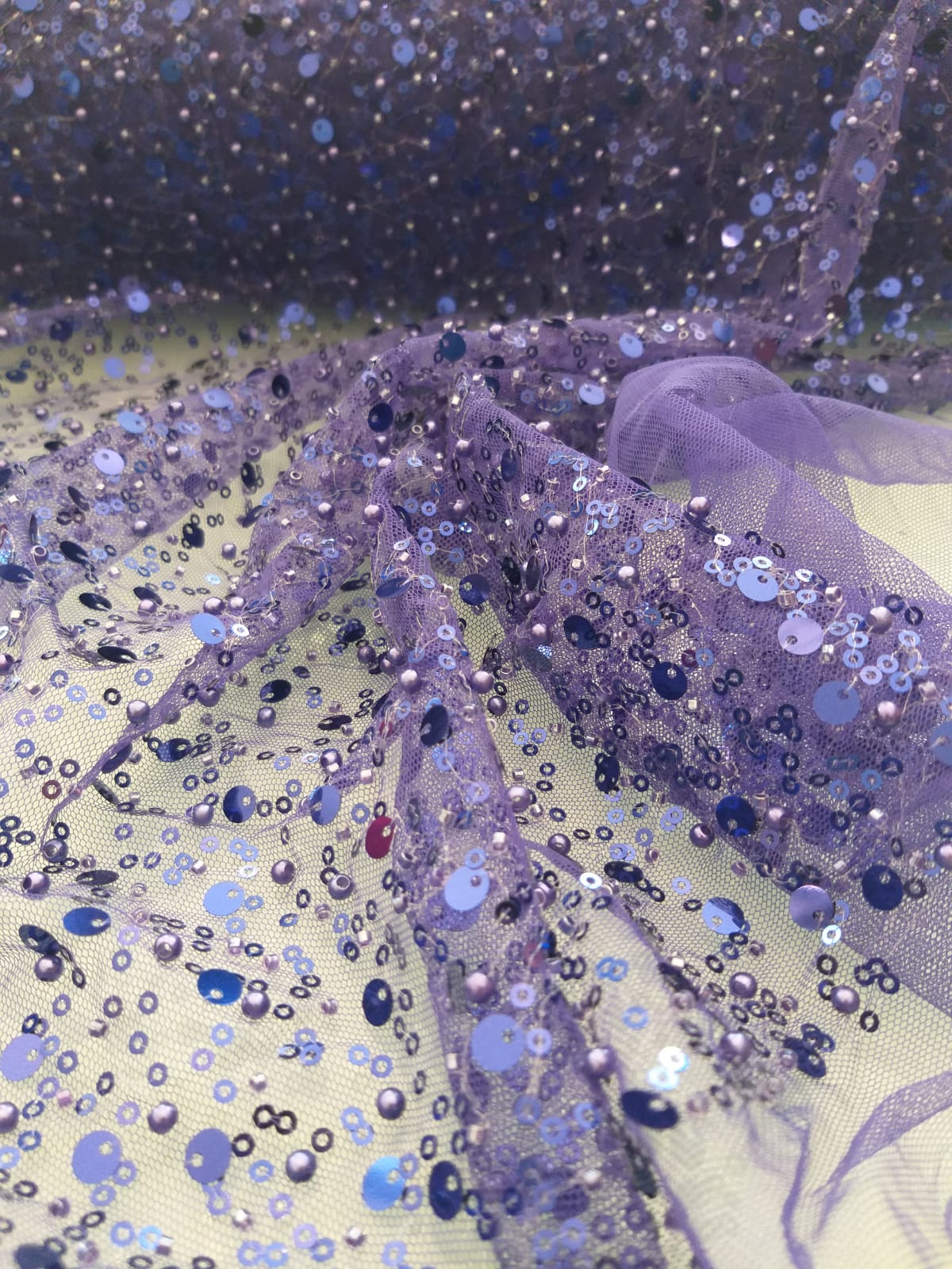 BL-001A DENSE SEquined PEARL AND CUT BEADED FABRIC