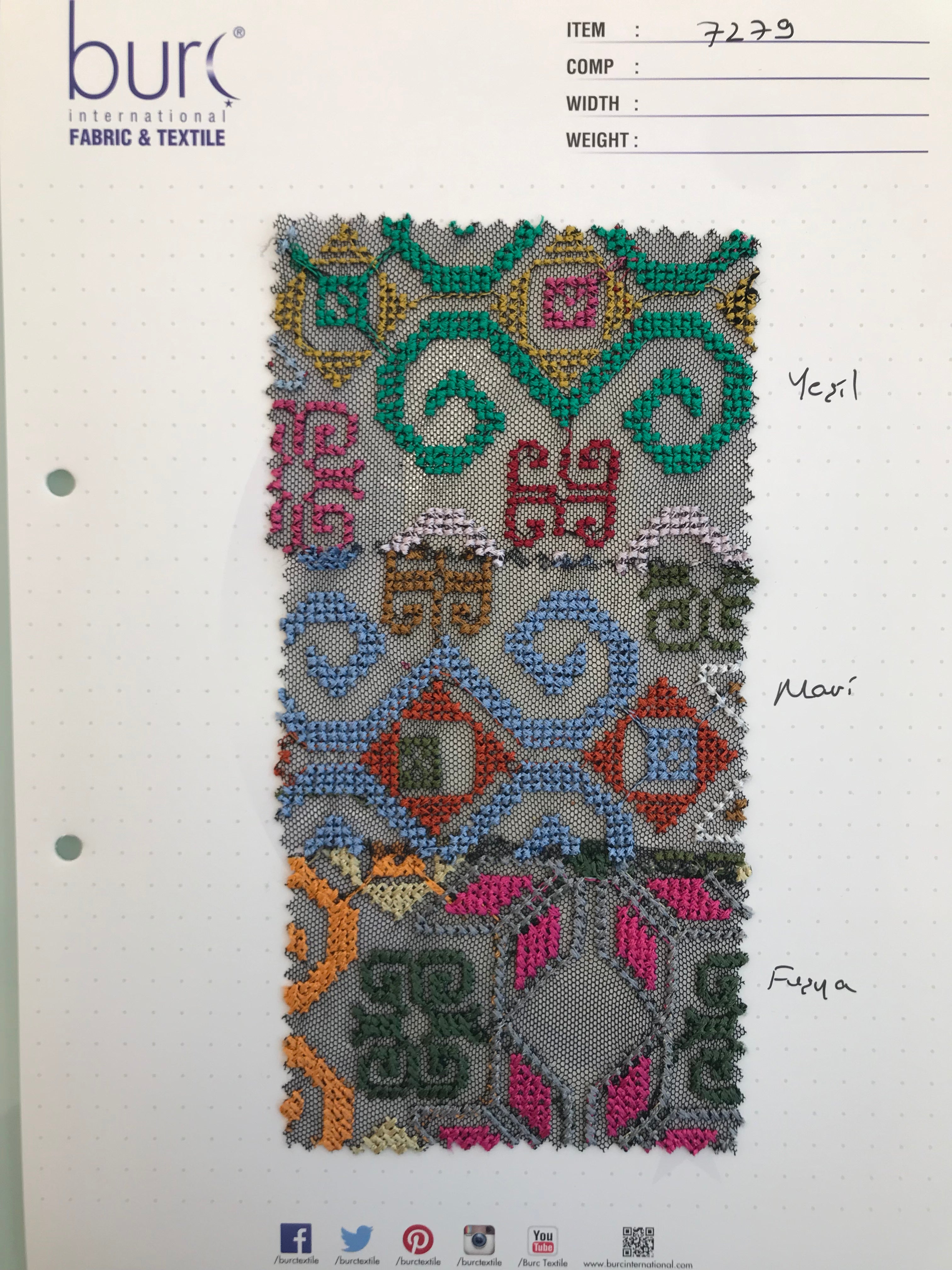 Authentic Style Aztec Design Knitted Thread Embroidered Fabric