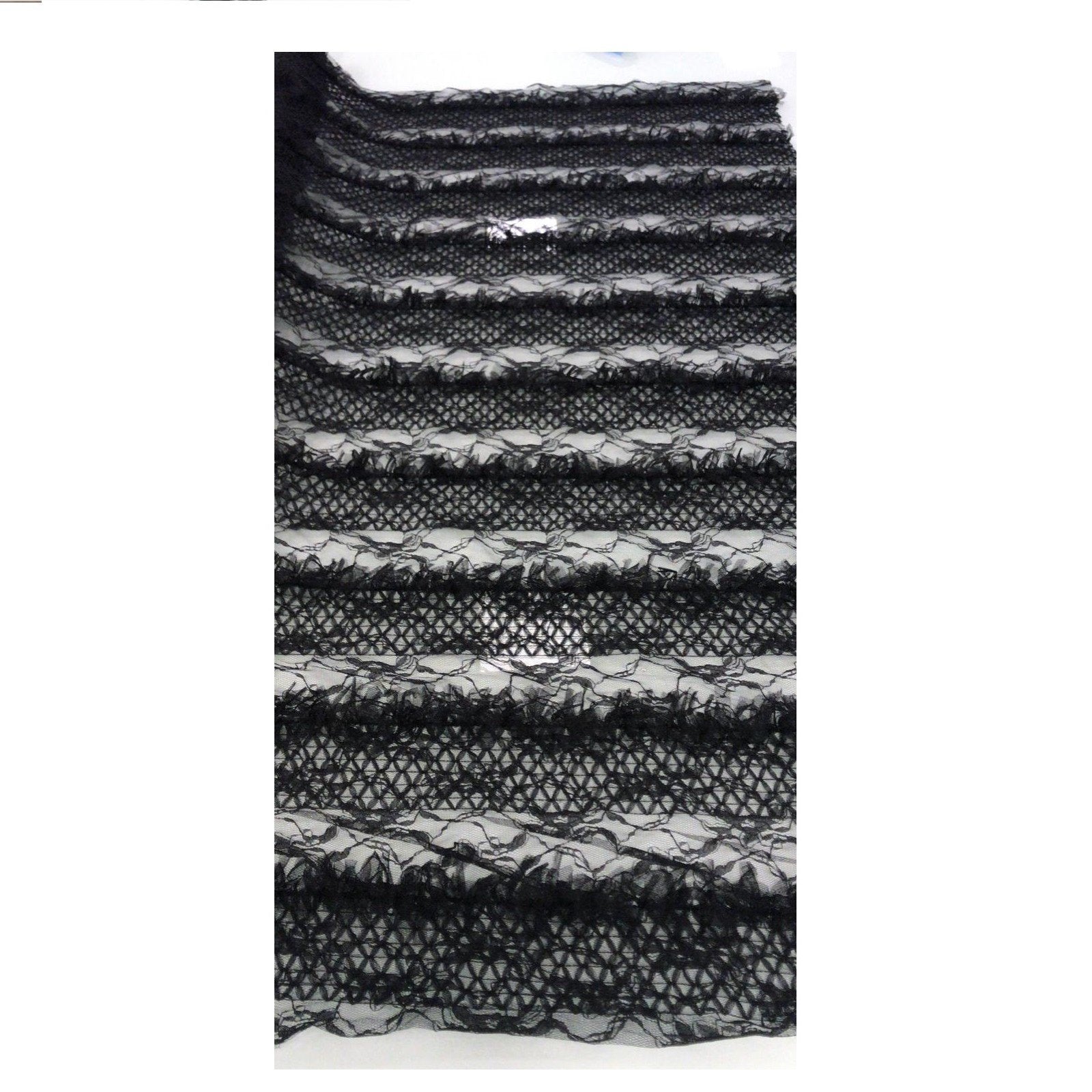 Fringe Design Embroidered Lace Fabric with Trim Cord | Burç Fabric