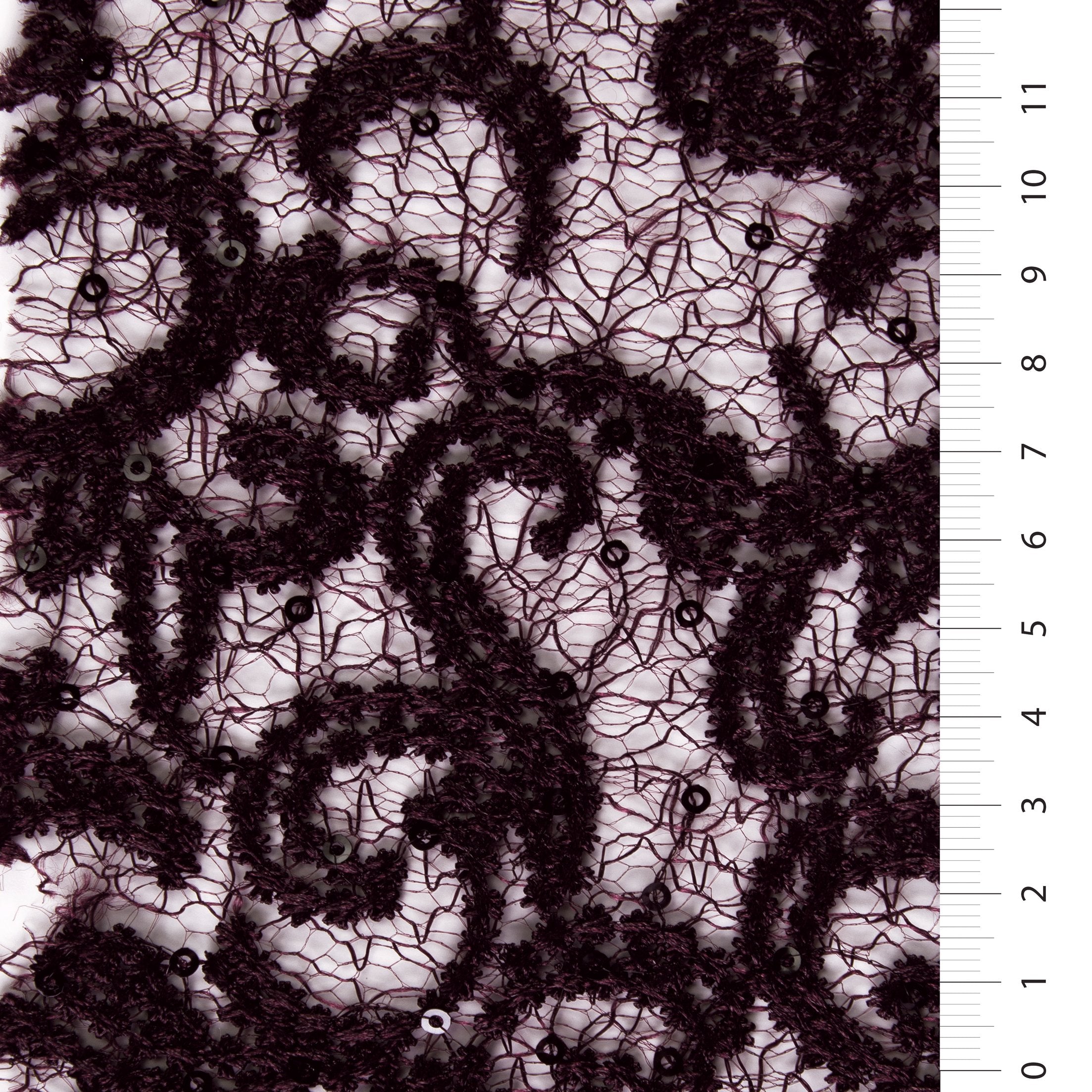 Scalloped Spider Web Design Hologram Sequin Embroidered Fabric