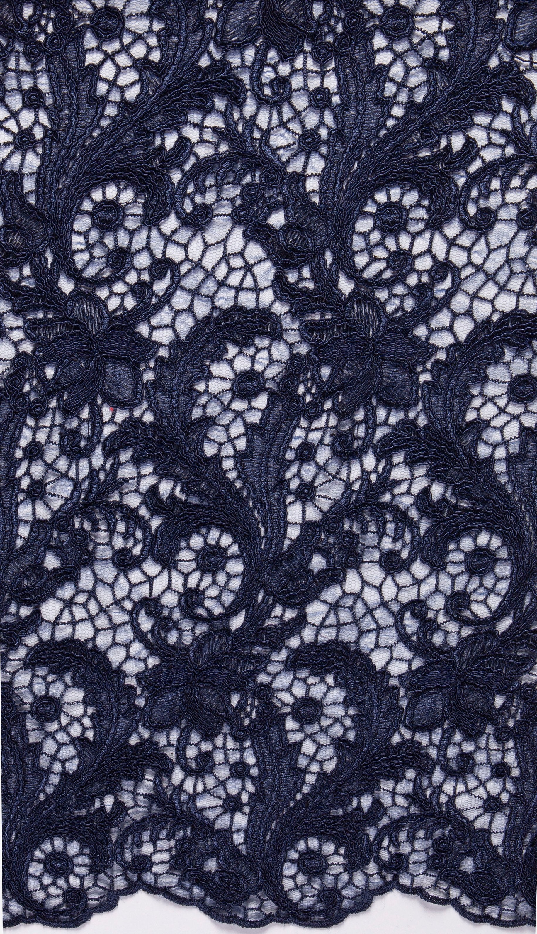 Floral Design Cord Thread Embroidered Fabric