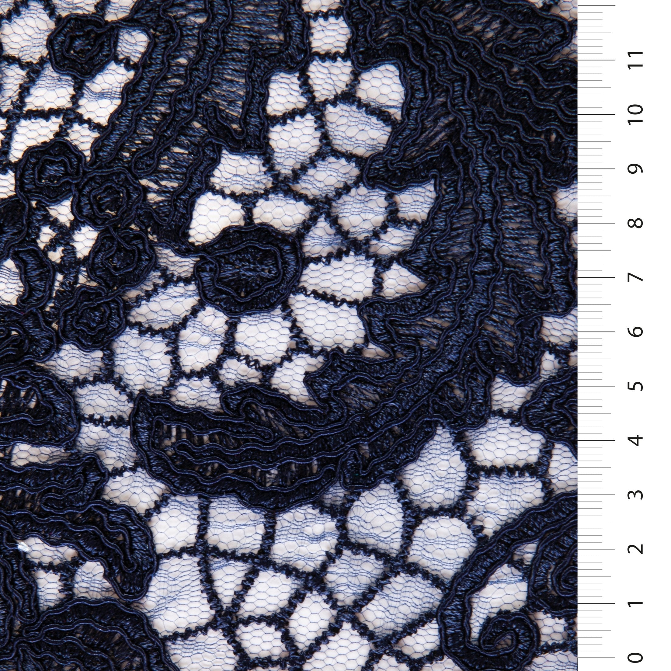 Floral Design Cord Thread Embroidered Fabric