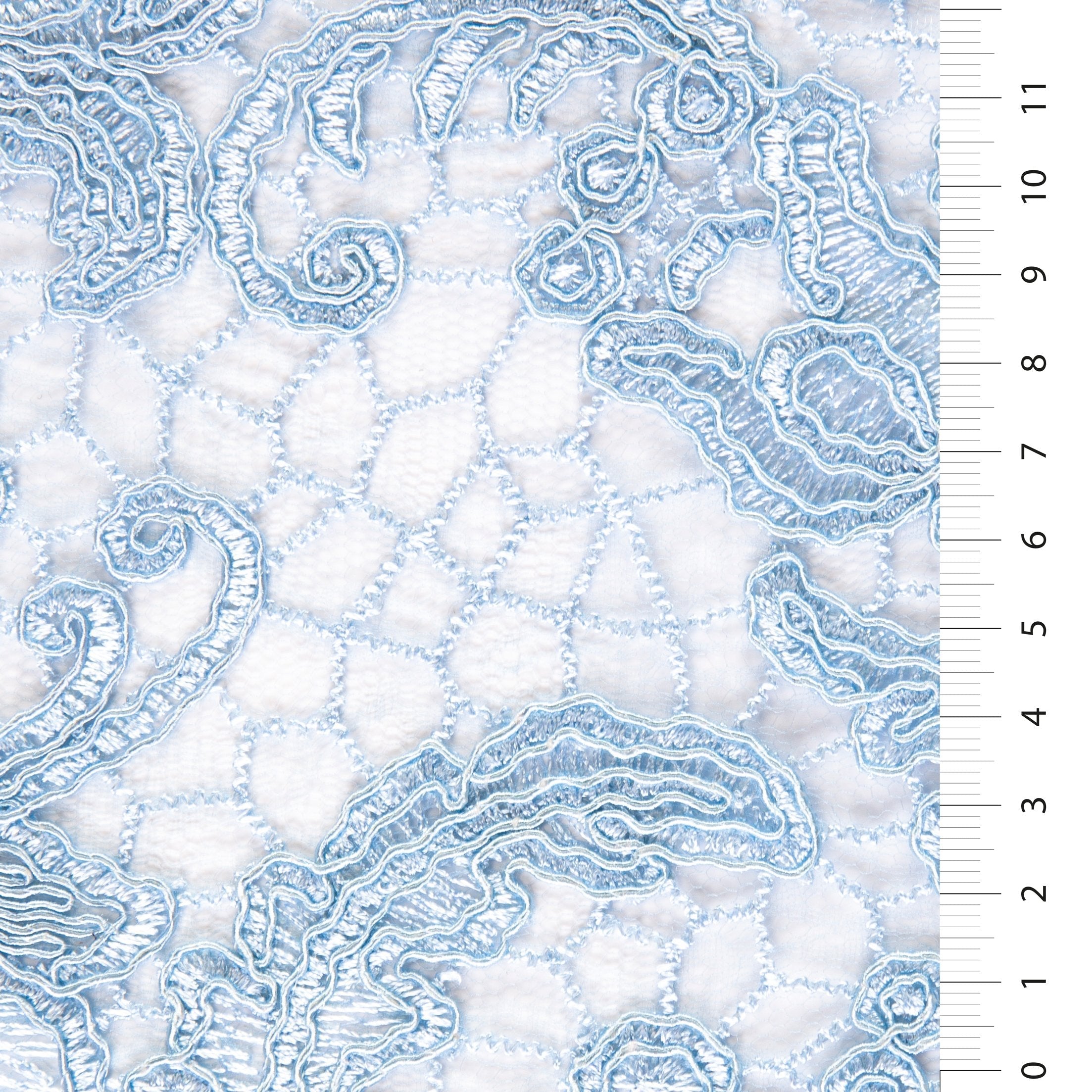 Floral Design Cord Thread Embroidered Fabric