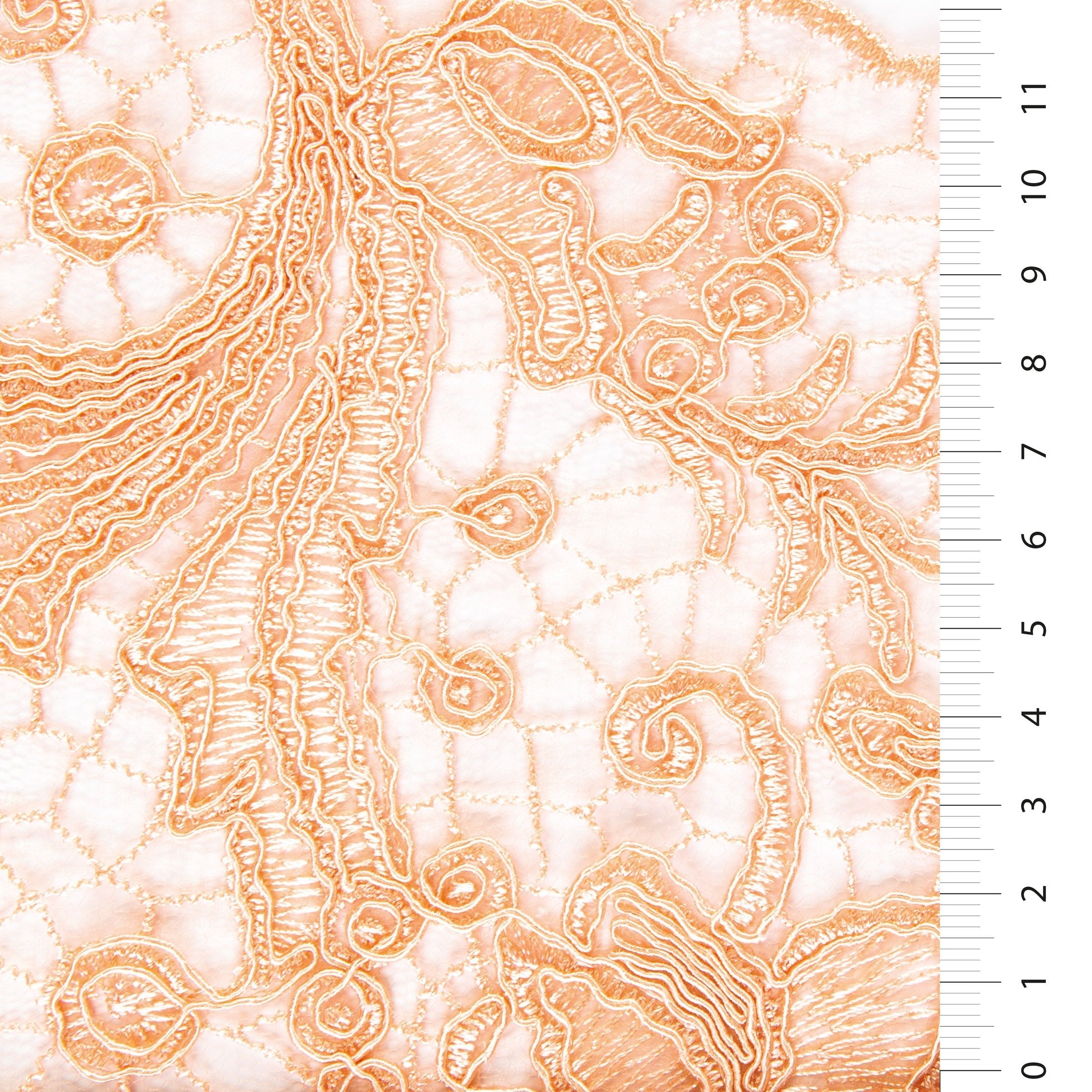 Floral Design Cord Thread Embroidered Fabric