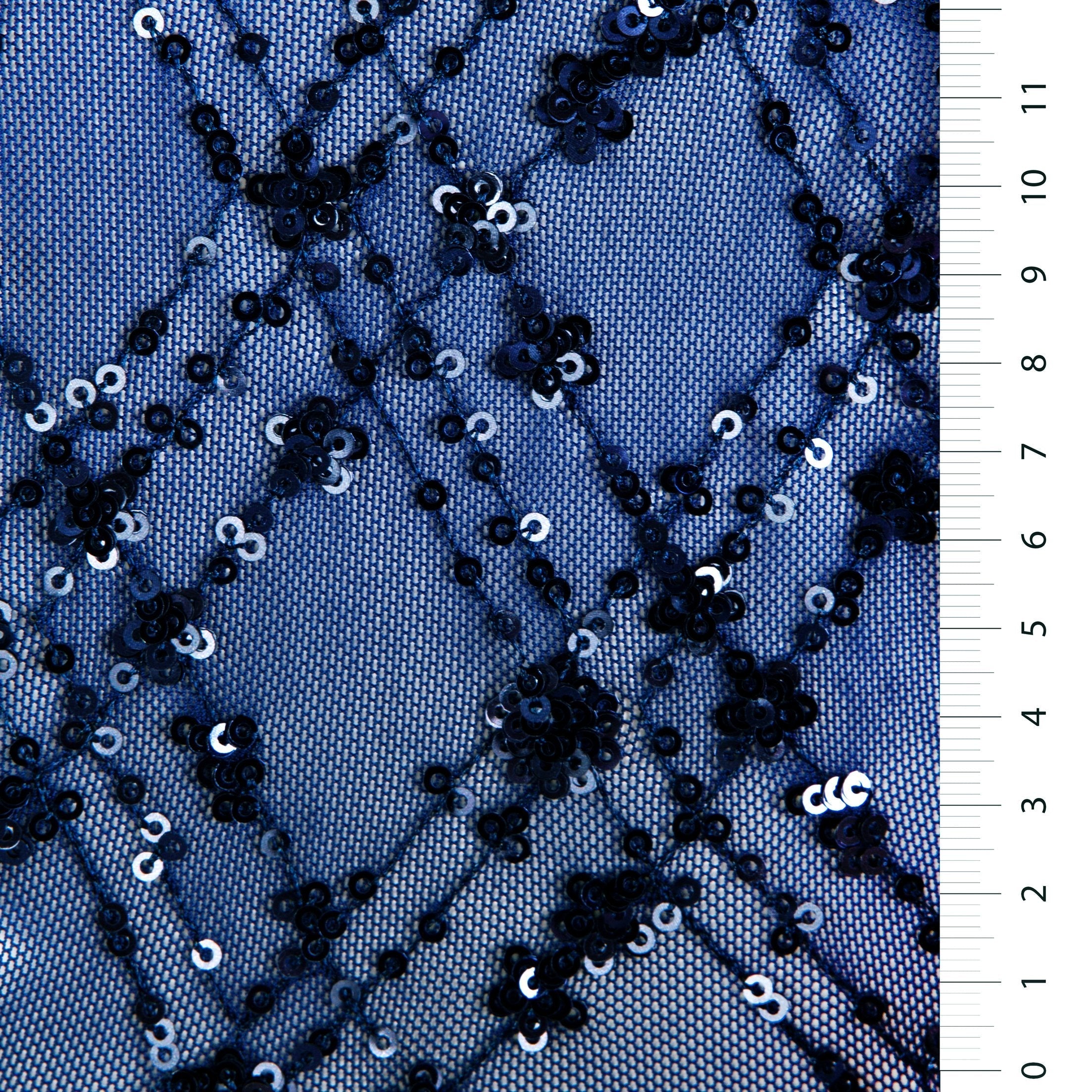 Argyle Design Cluster Sequin Embroidered Mesh Tulle Fabric