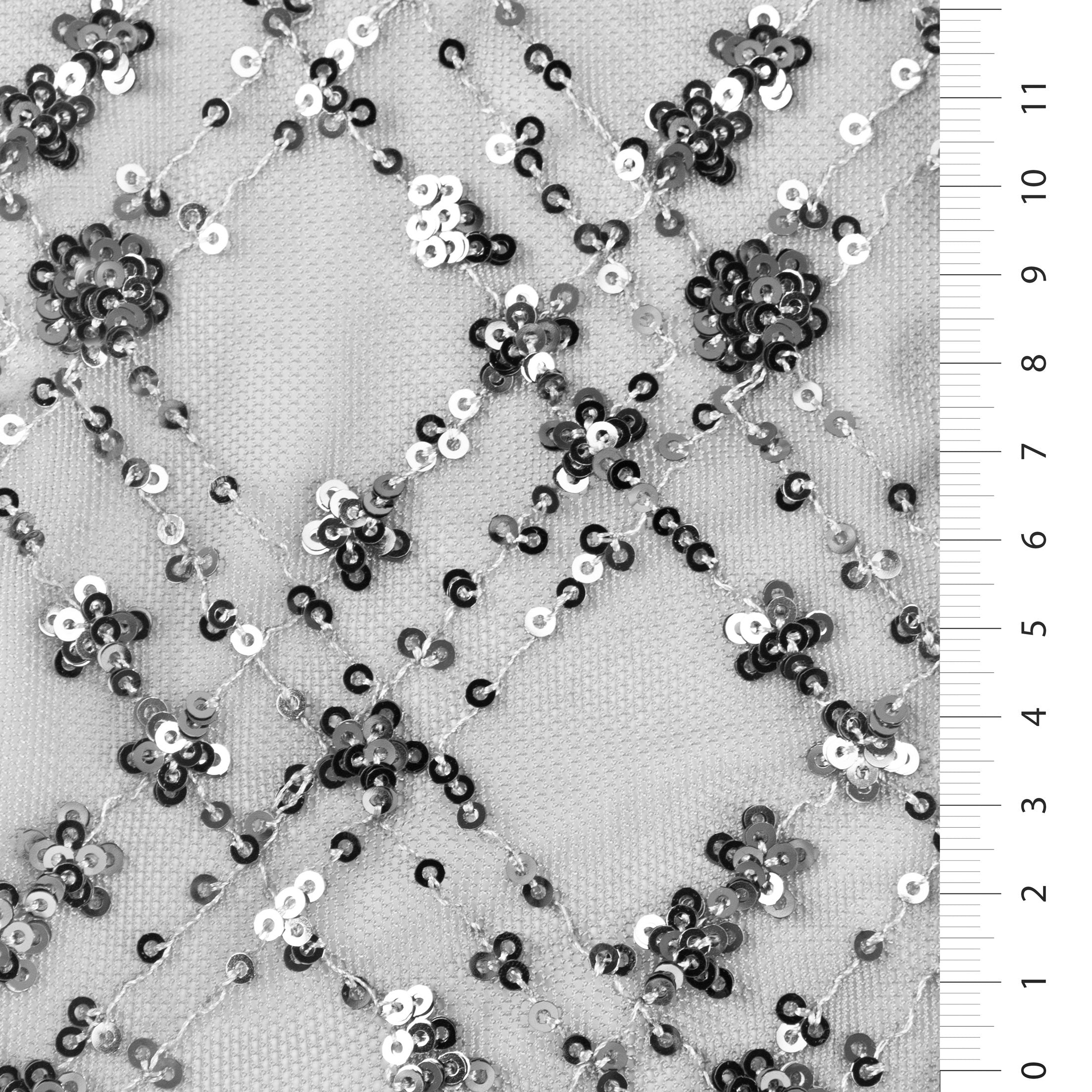 Argyle Design Cluster Sequin Embroidered Mesh Tulle Fabric