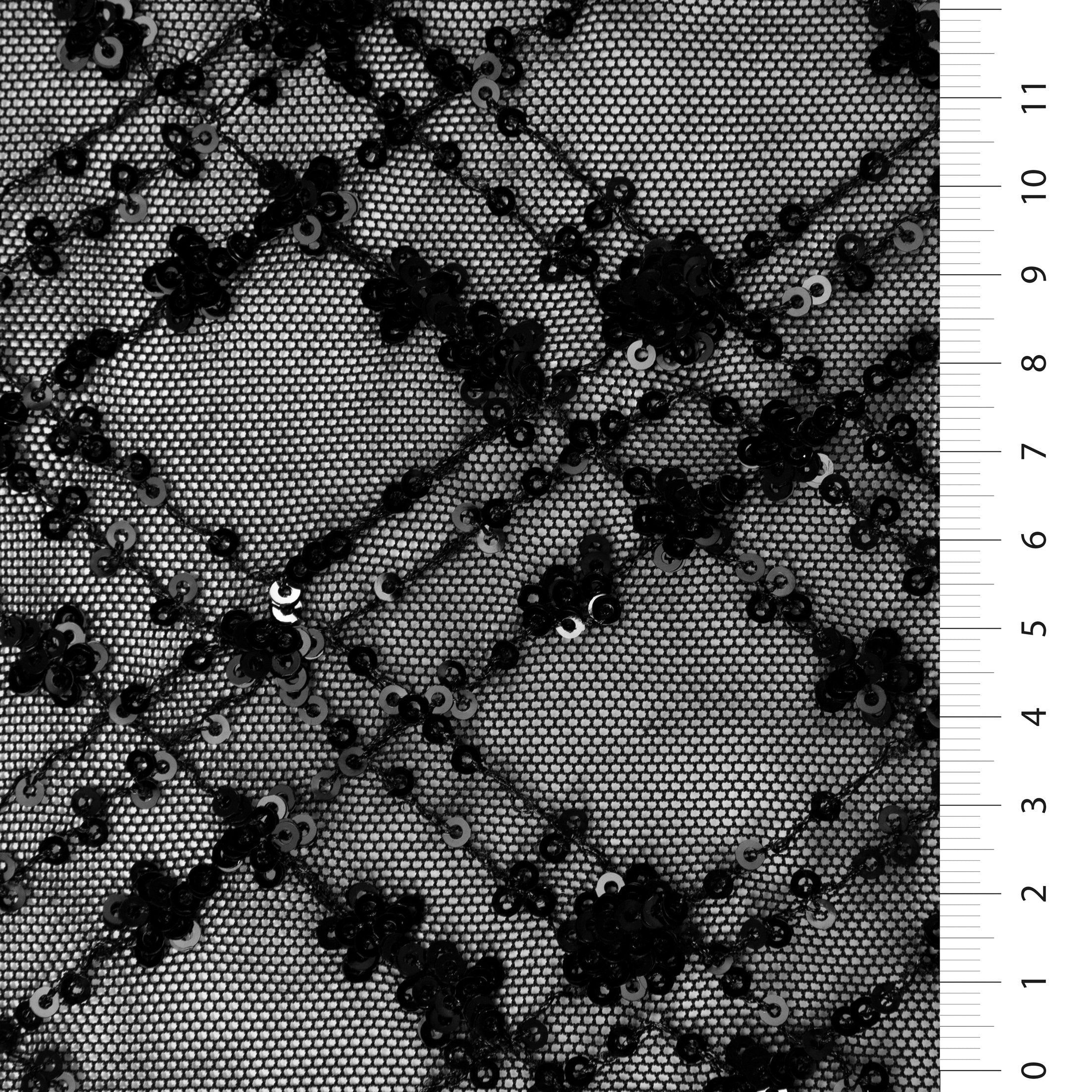 Argyle Design Cluster Sequin Embroidered Mesh Tulle Fabric