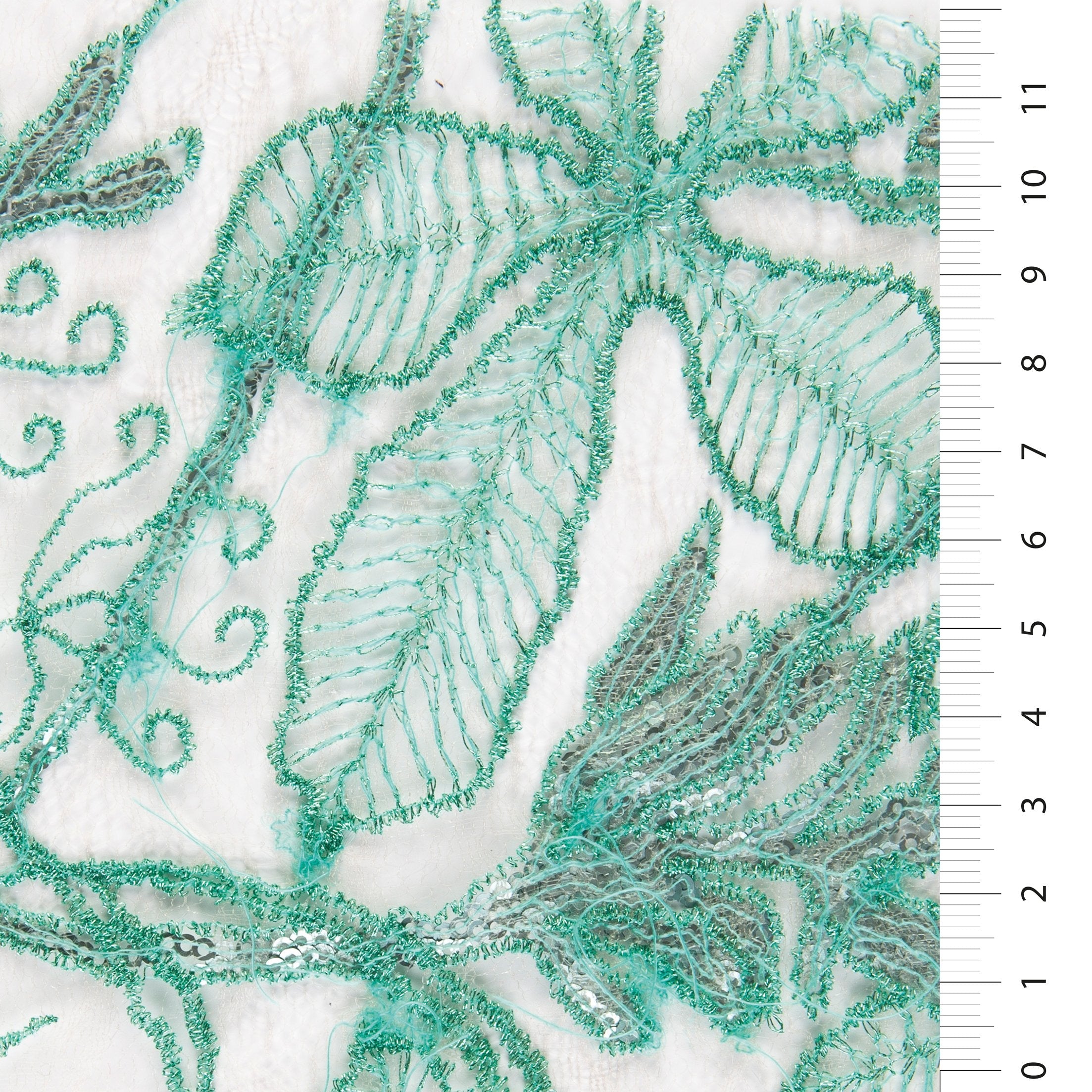 Geneva Style Green Flower Embroidered Lace Fabric | Burç Fabric