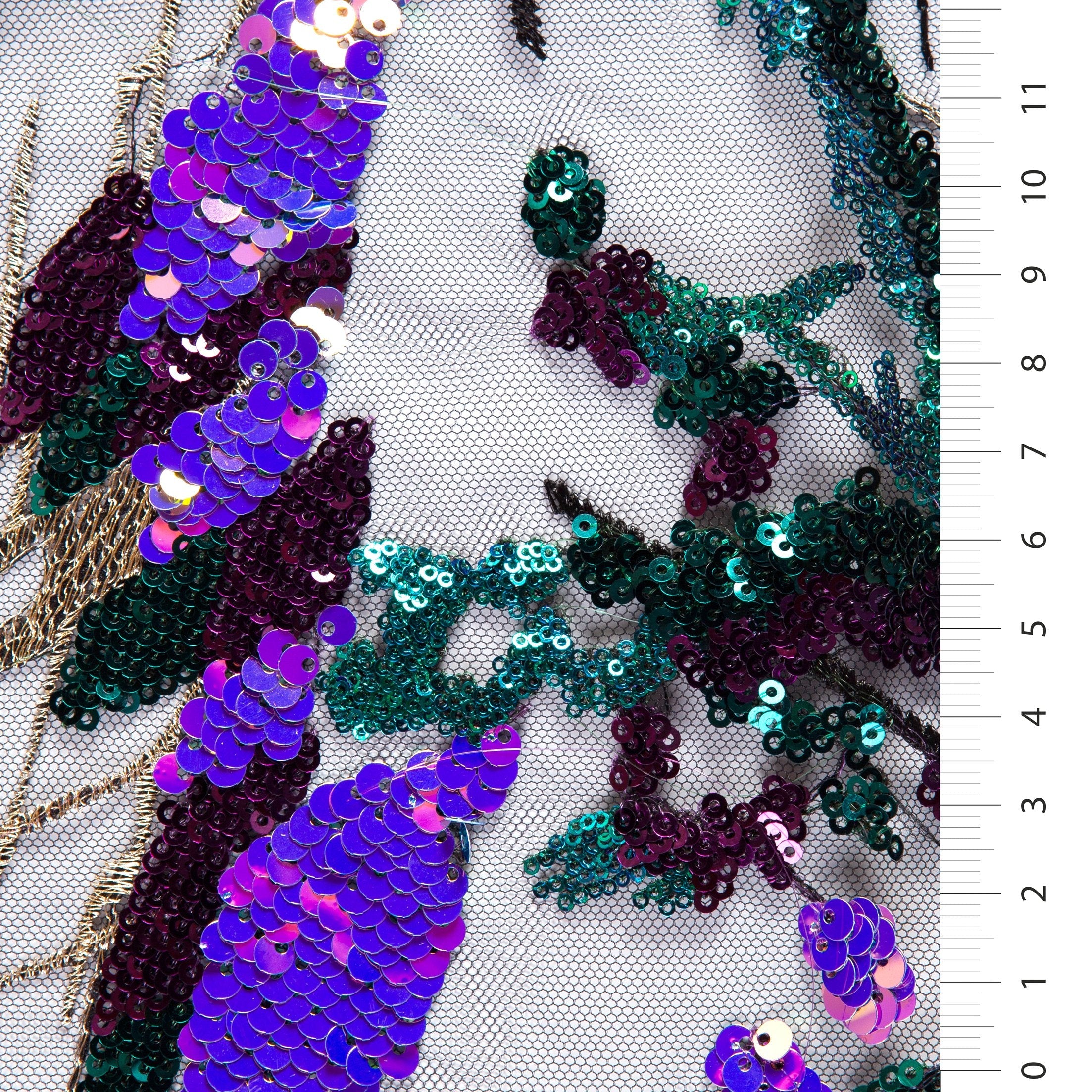 Floral Design Colorful Sequin Embroidery Tulle Fabric