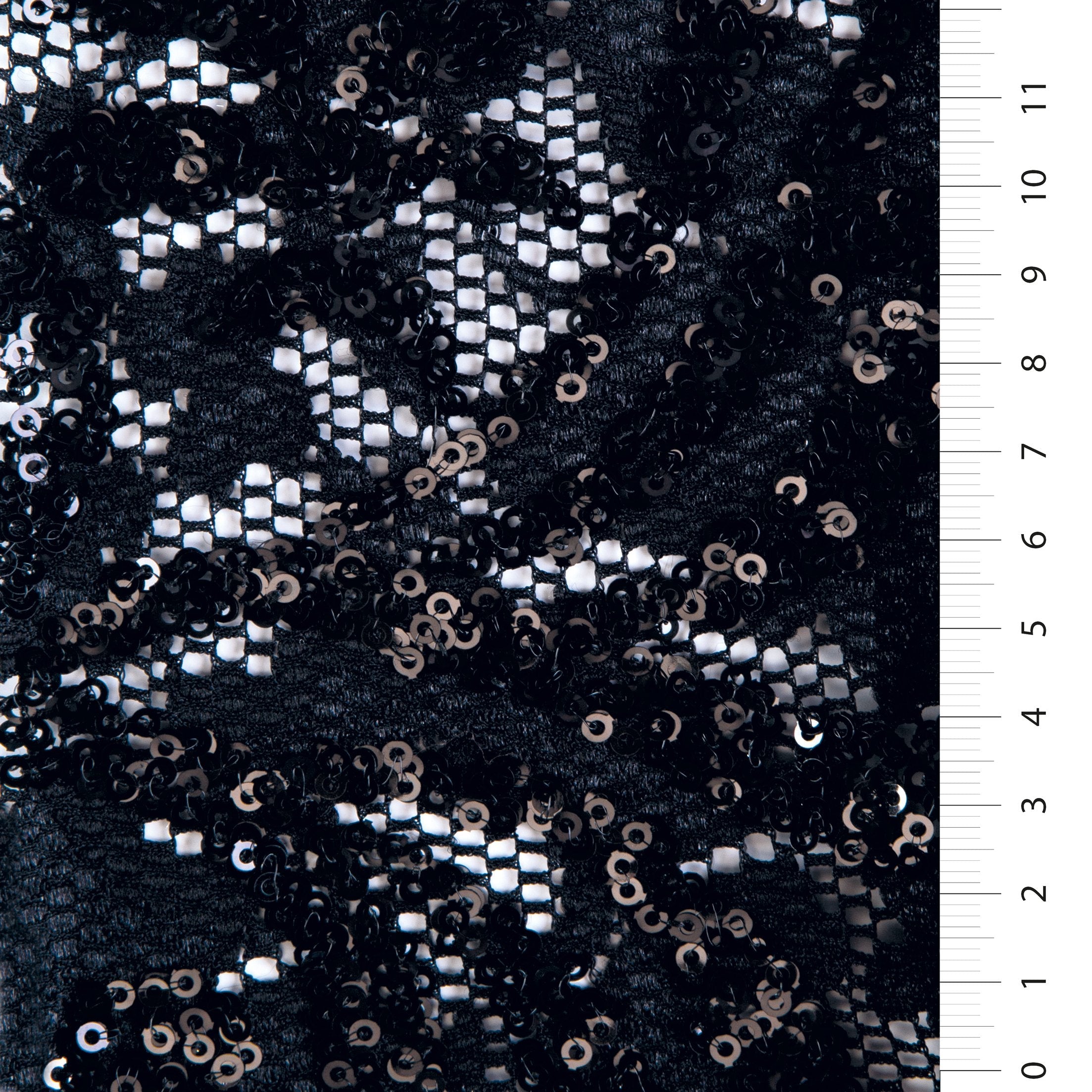 Black Flower Pattern Sequin Lace Embroidery Fabric | Burç Fabric