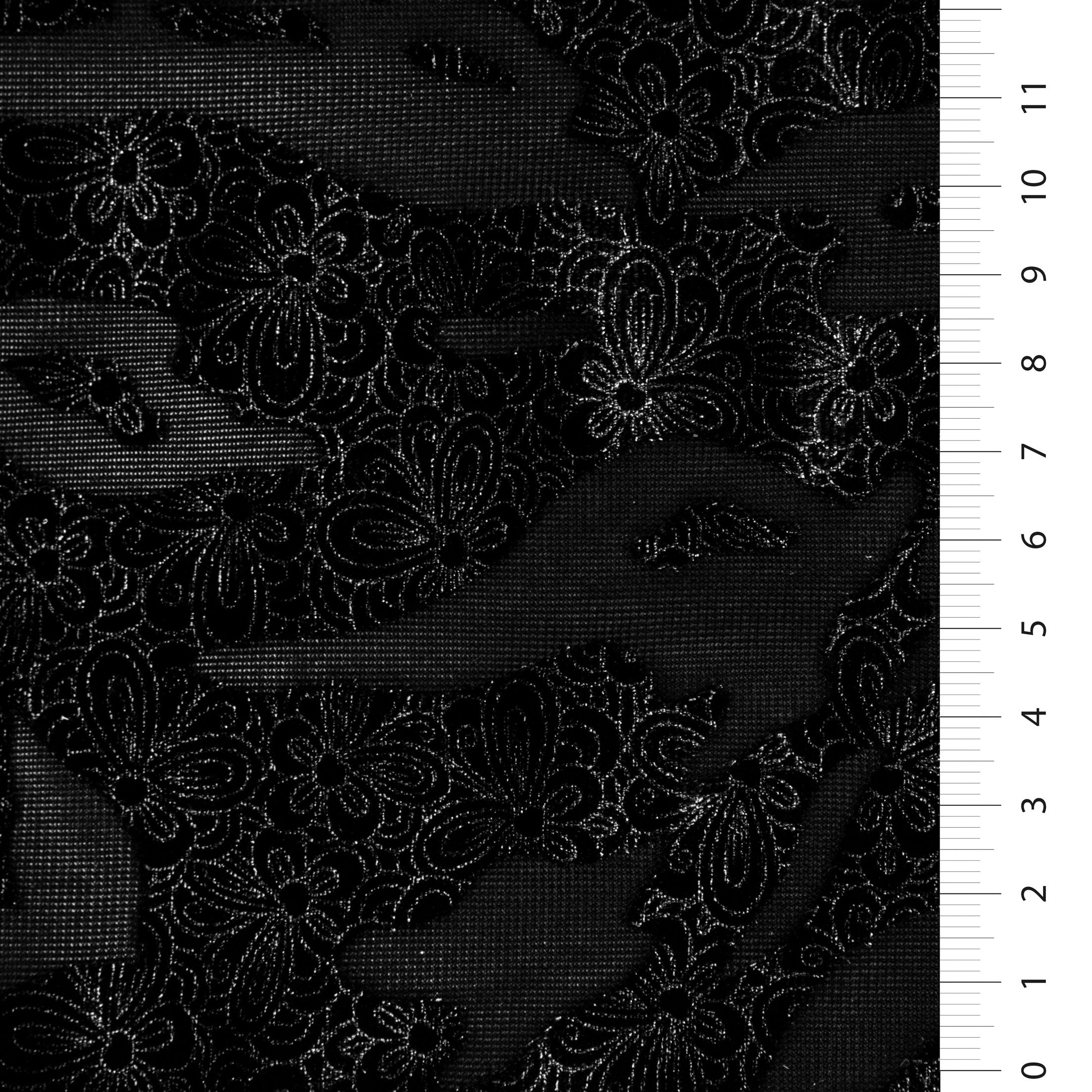 Metallic Shiny Velvet Flower Embroidered Burning Fabric