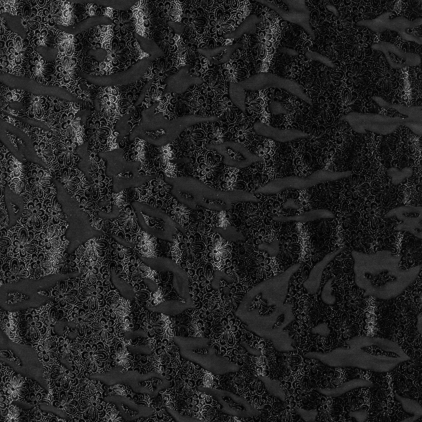 Metallic Shiny Velvet Flower Embroidered Burning Fabric