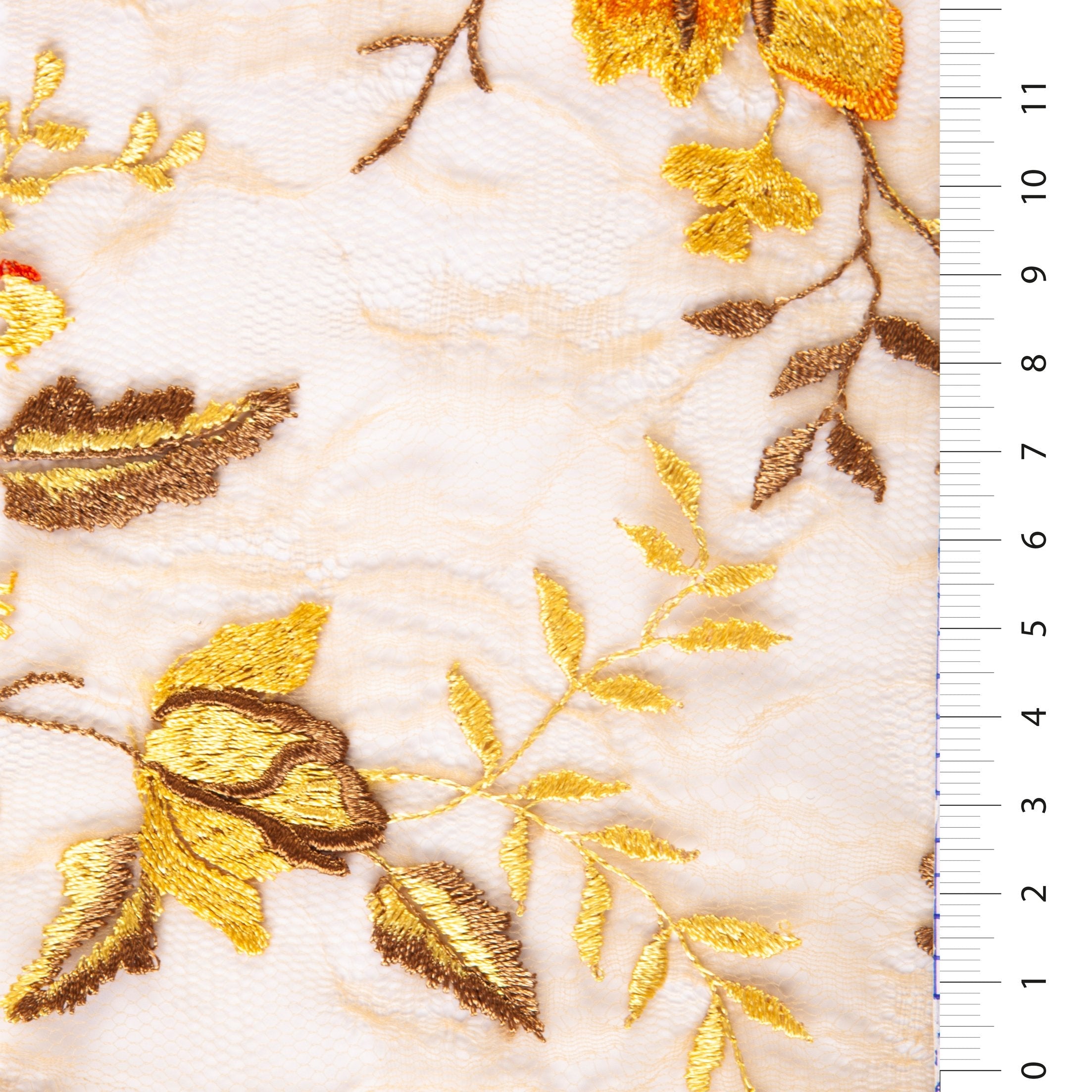Mallorca Style Yellow Floral Embroidered Lace Fabric | Burç Fabric