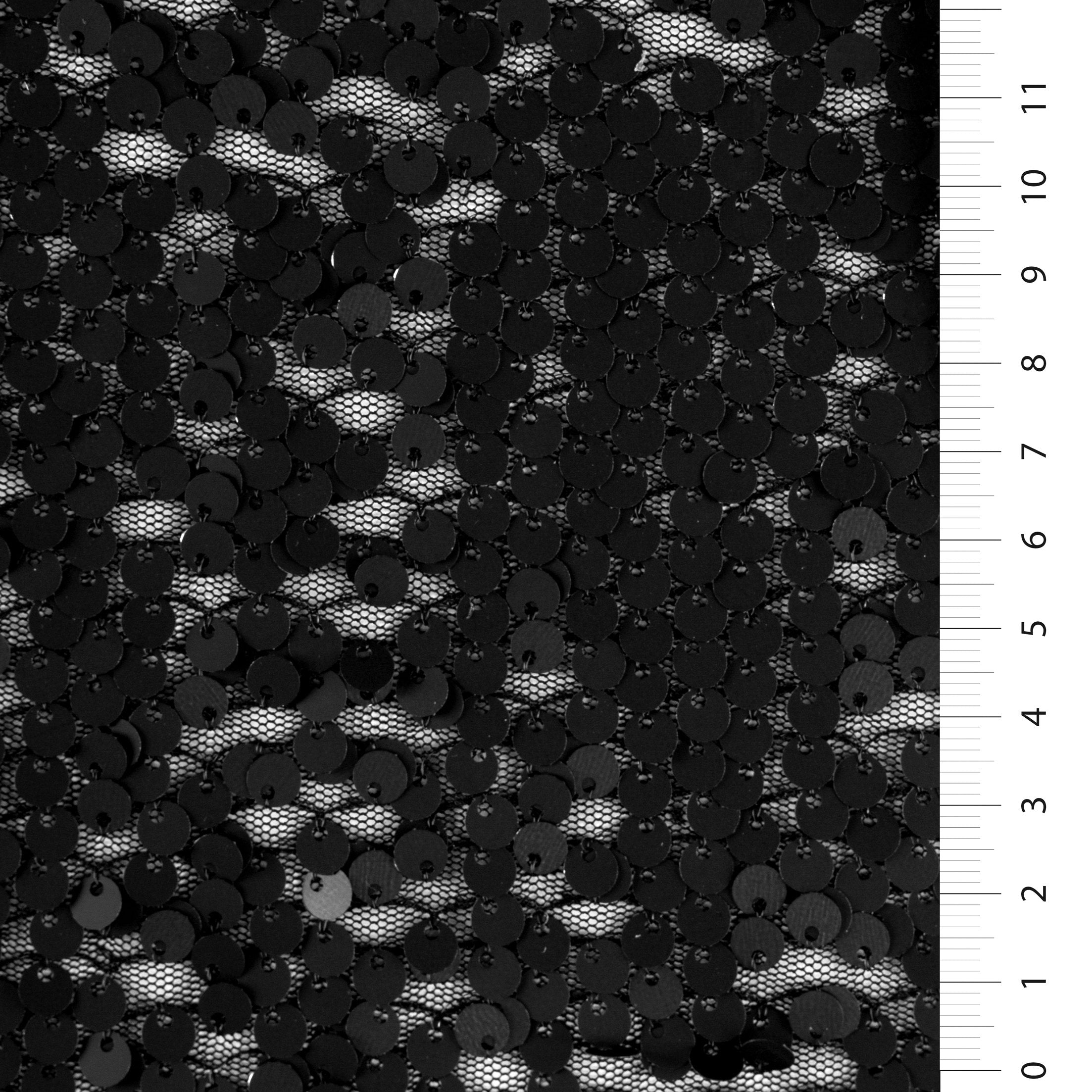 Matte Black Sparse Sequin Embroidered Tulle Fabric | Burç Fabric