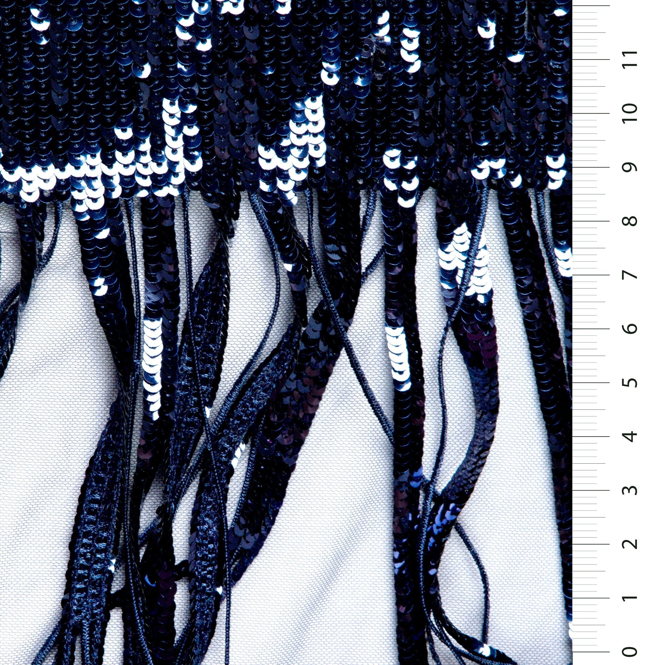 3D Fringed Trim Design Sequin Embroidery Tulle Fabric