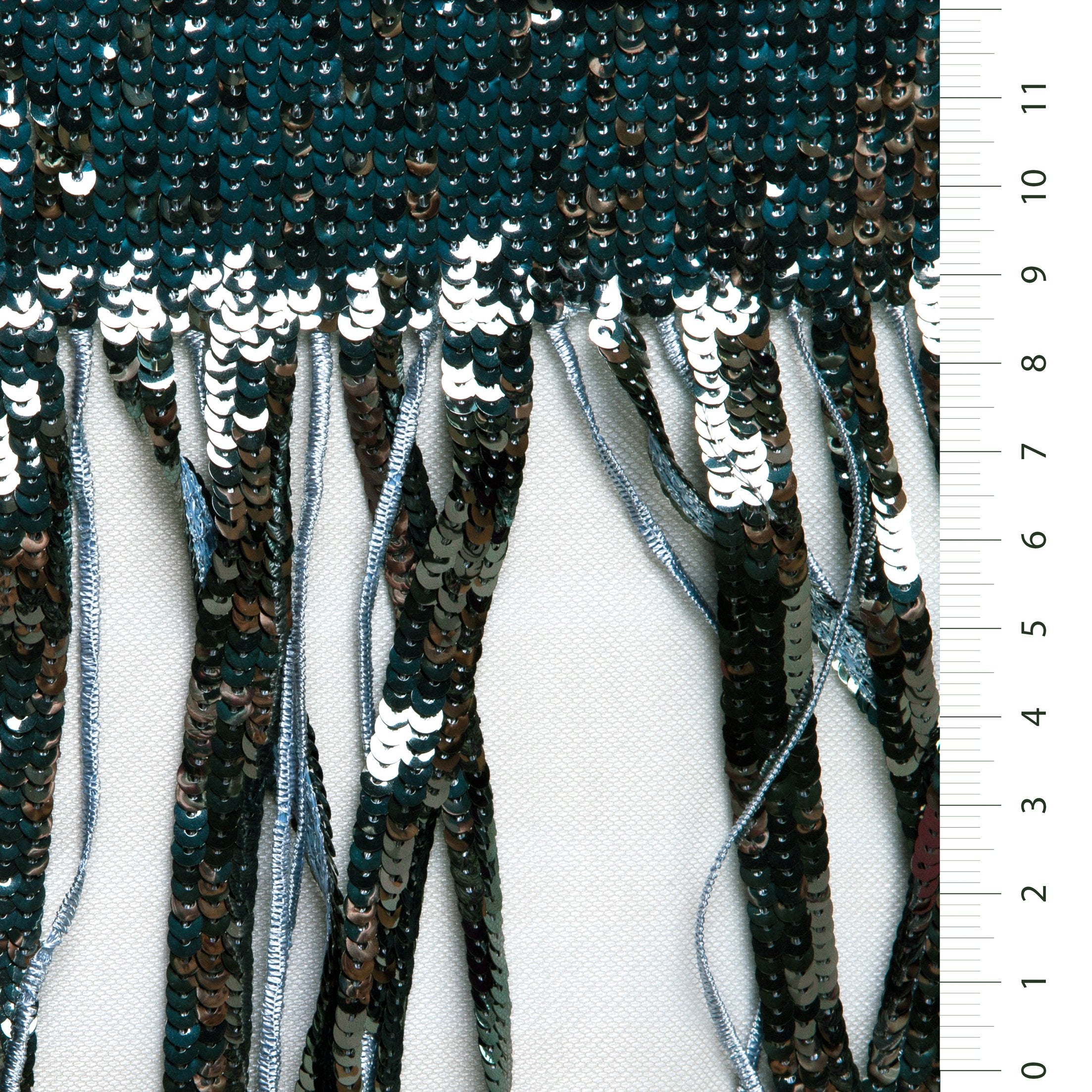 3D Fringed Trim Design Sequin Embroidery Tulle Fabric