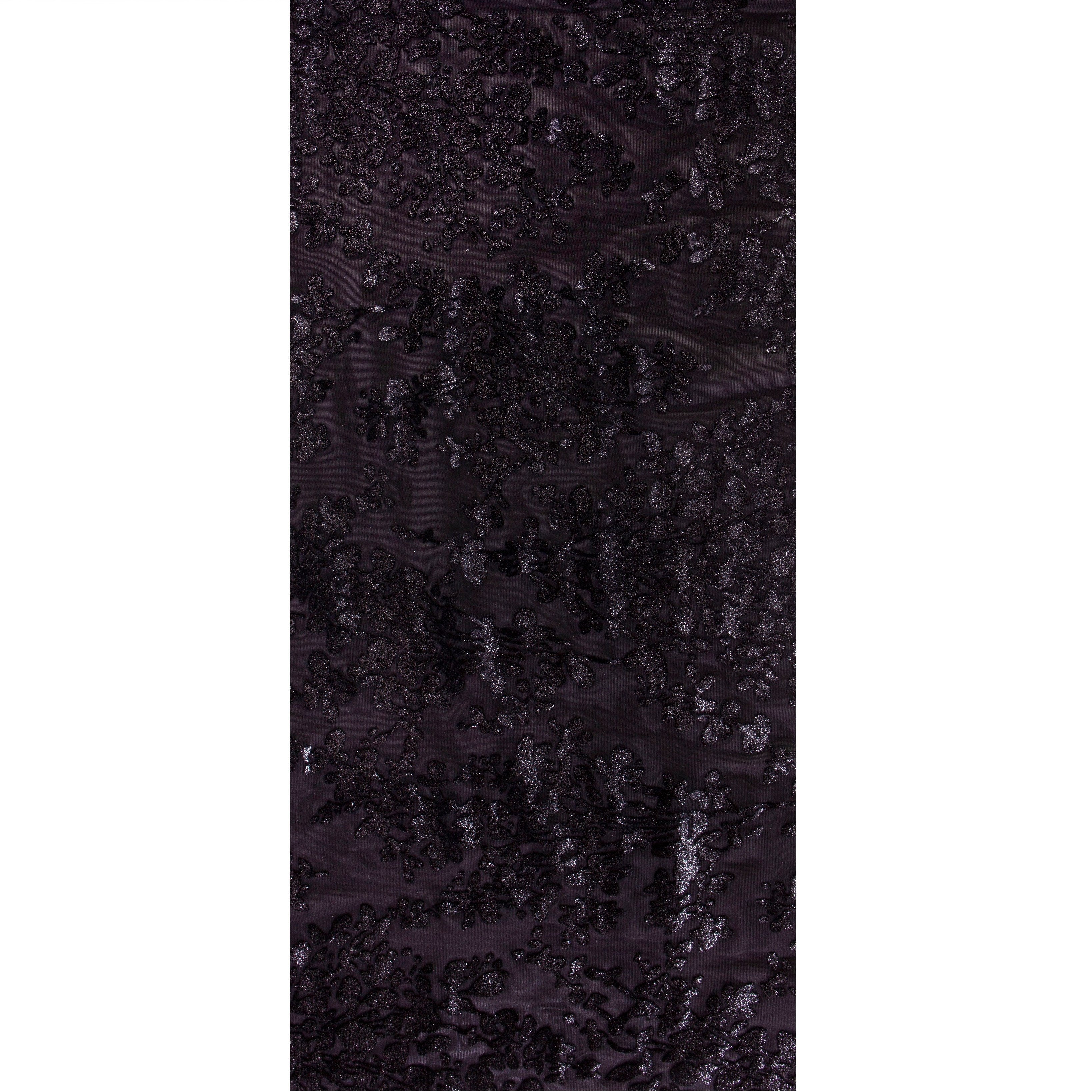 Metallic Foil Print Velvet Floral Burning Fabric | Burç Fabric