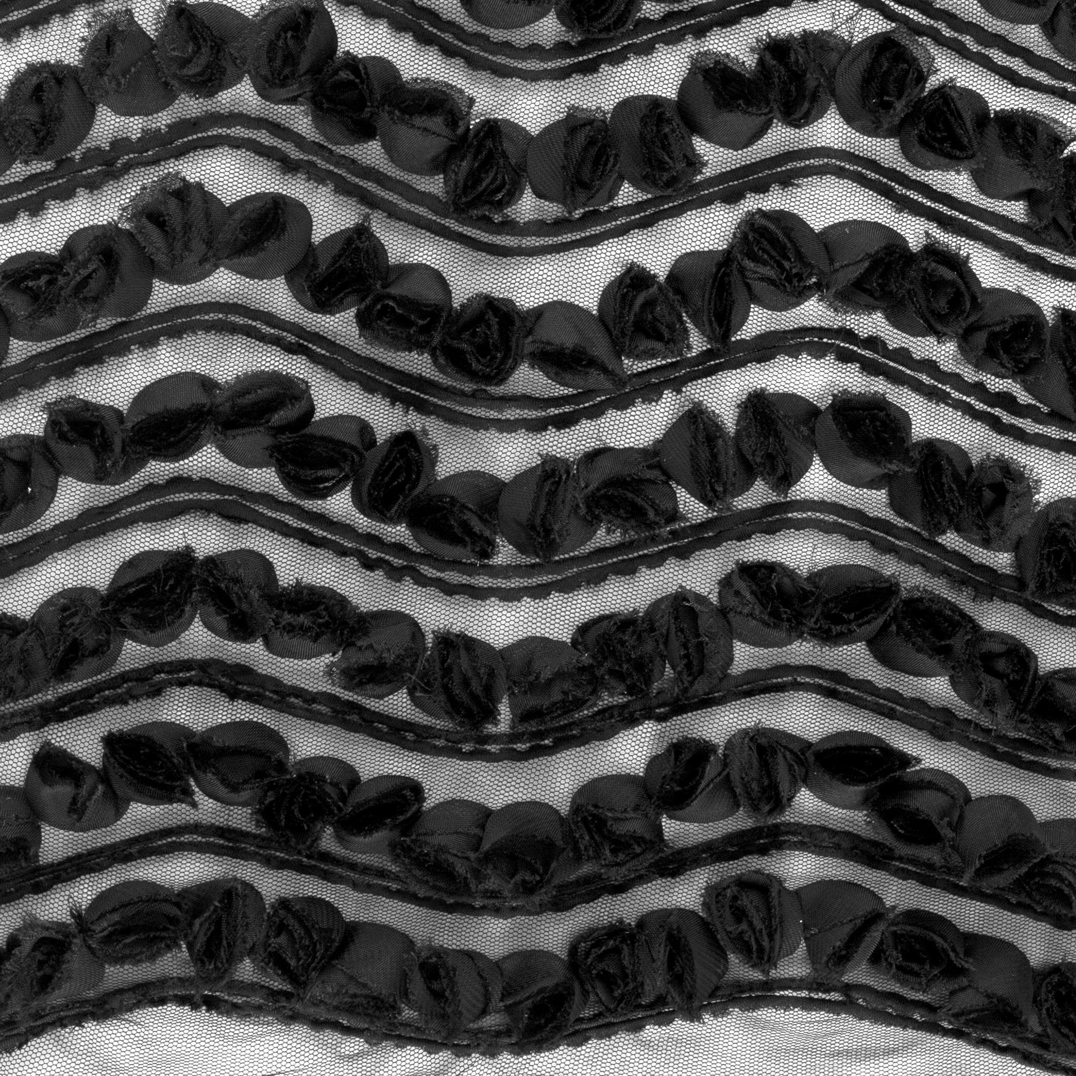 3D Chiffon Rose Embroidery Fabric | Burç Fabric