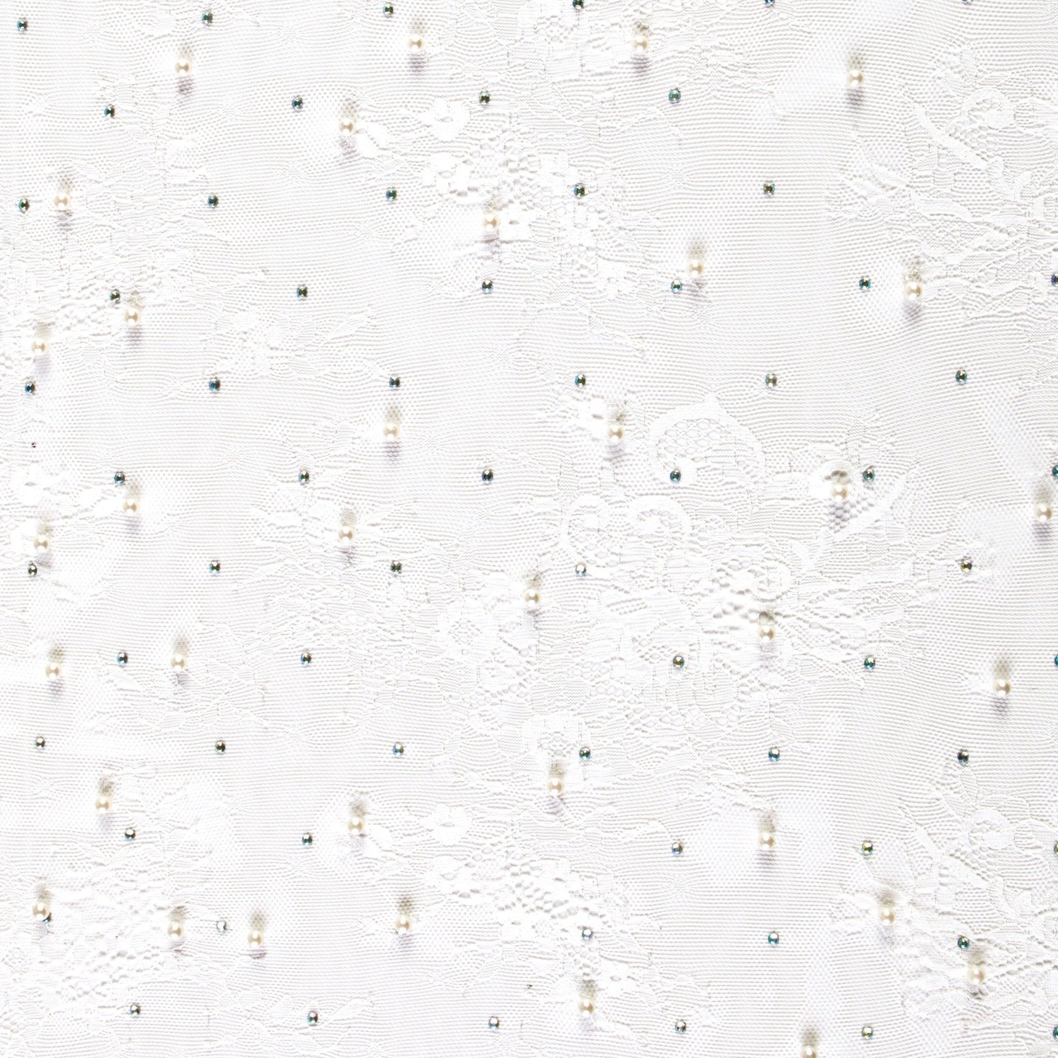 White Pearl Beaded Lace Embroidery Fabric | Burç Fabric