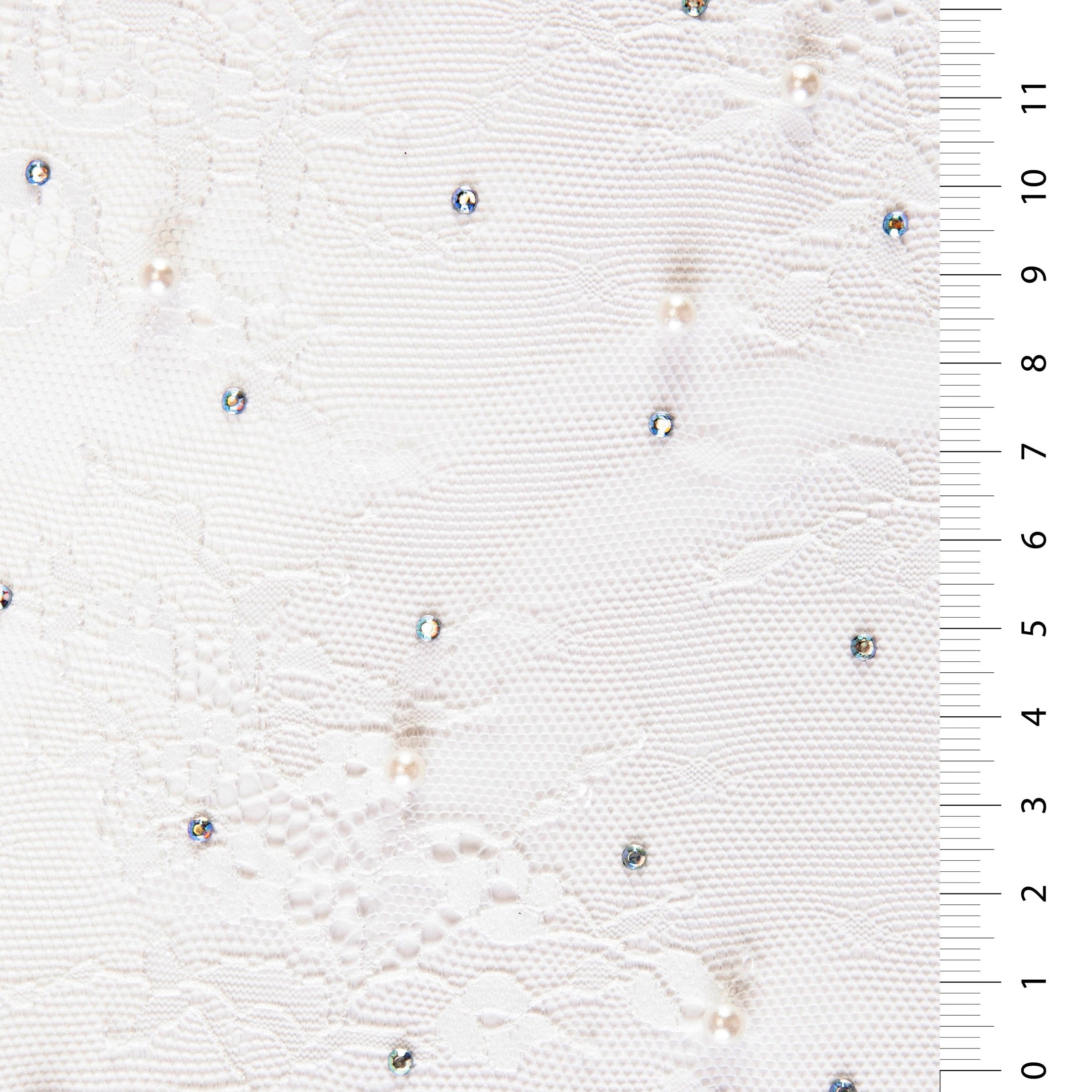 White Pearl Beaded Lace Embroidery Fabric | Burç Fabric