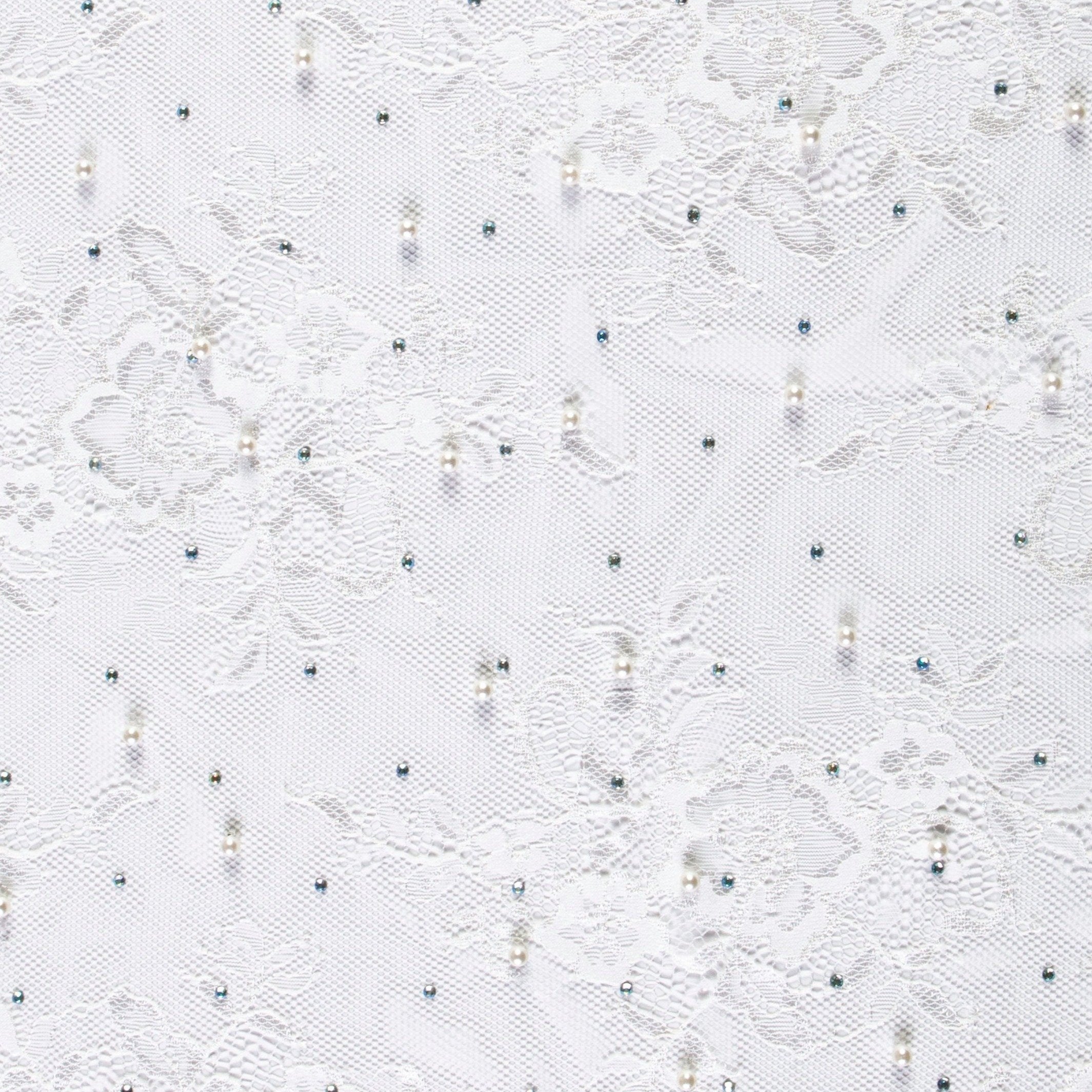 White Pearl Beaded Lace Embroidery Wedding Dress Fabric | Burç Fabric