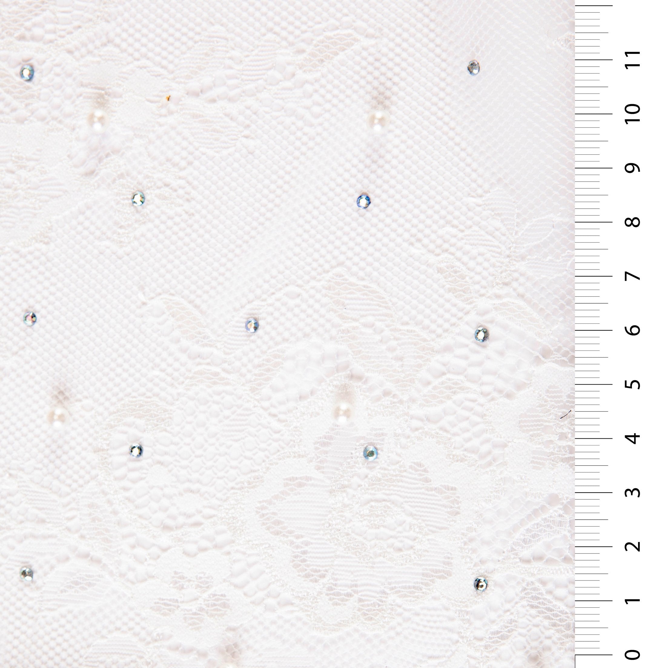 White Pearl Beaded Lace Embroidery Wedding Dress Fabric | Burç Fabric