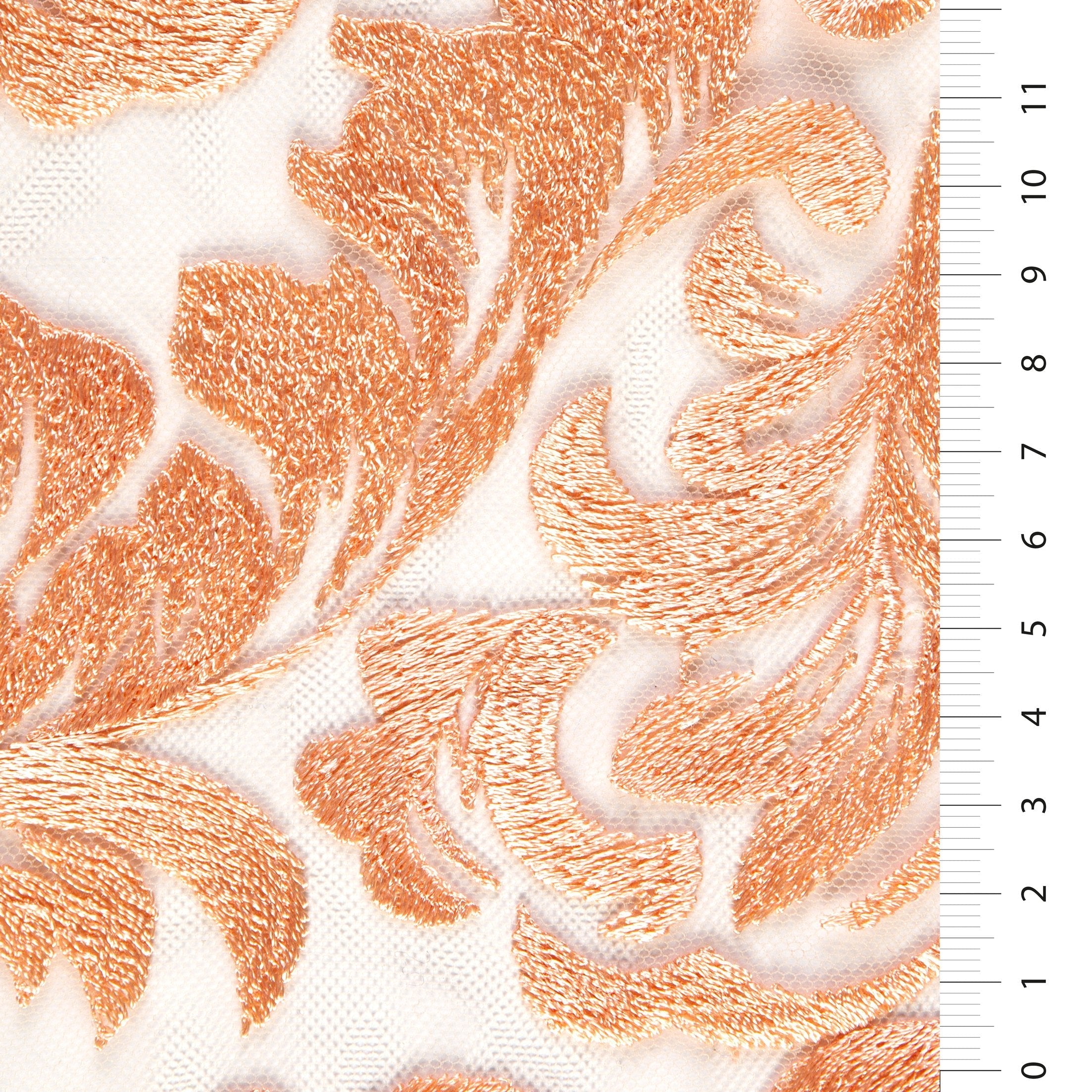 Curvy Leaf Design Thread Embroidery Fabric