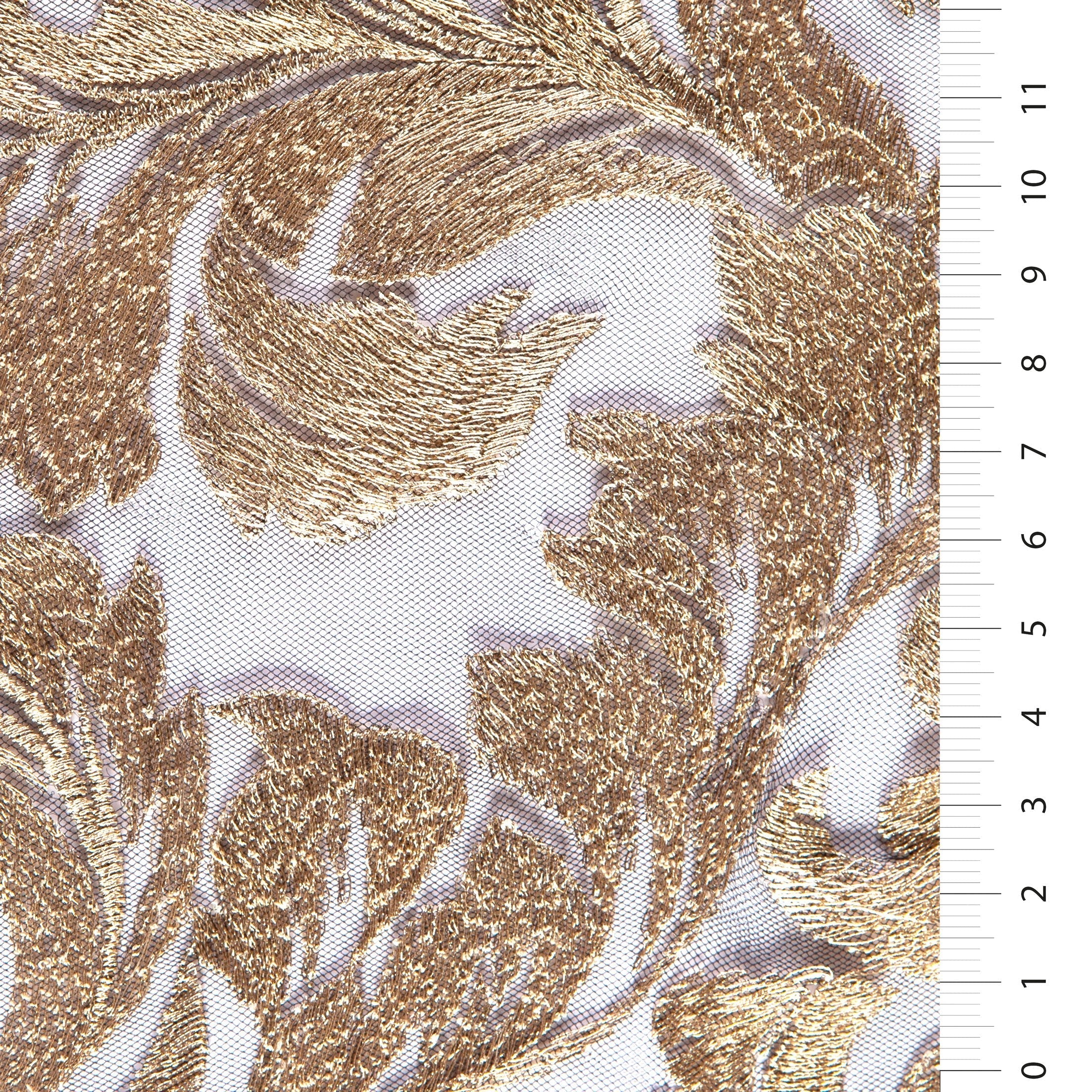 Curvy Leaf Design Thread Embroidery Fabric