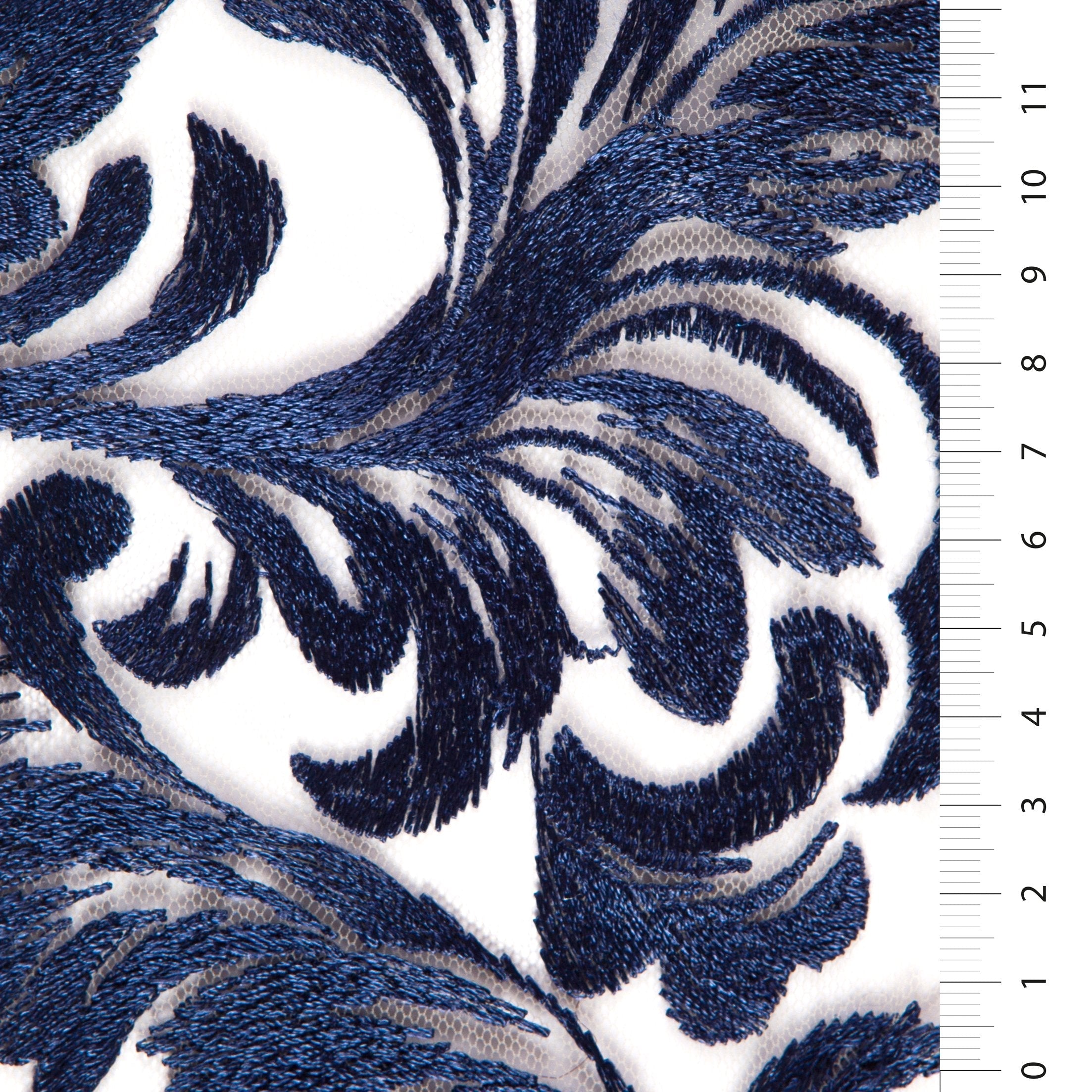 Curvy Leaf Design Thread Embroidery Fabric