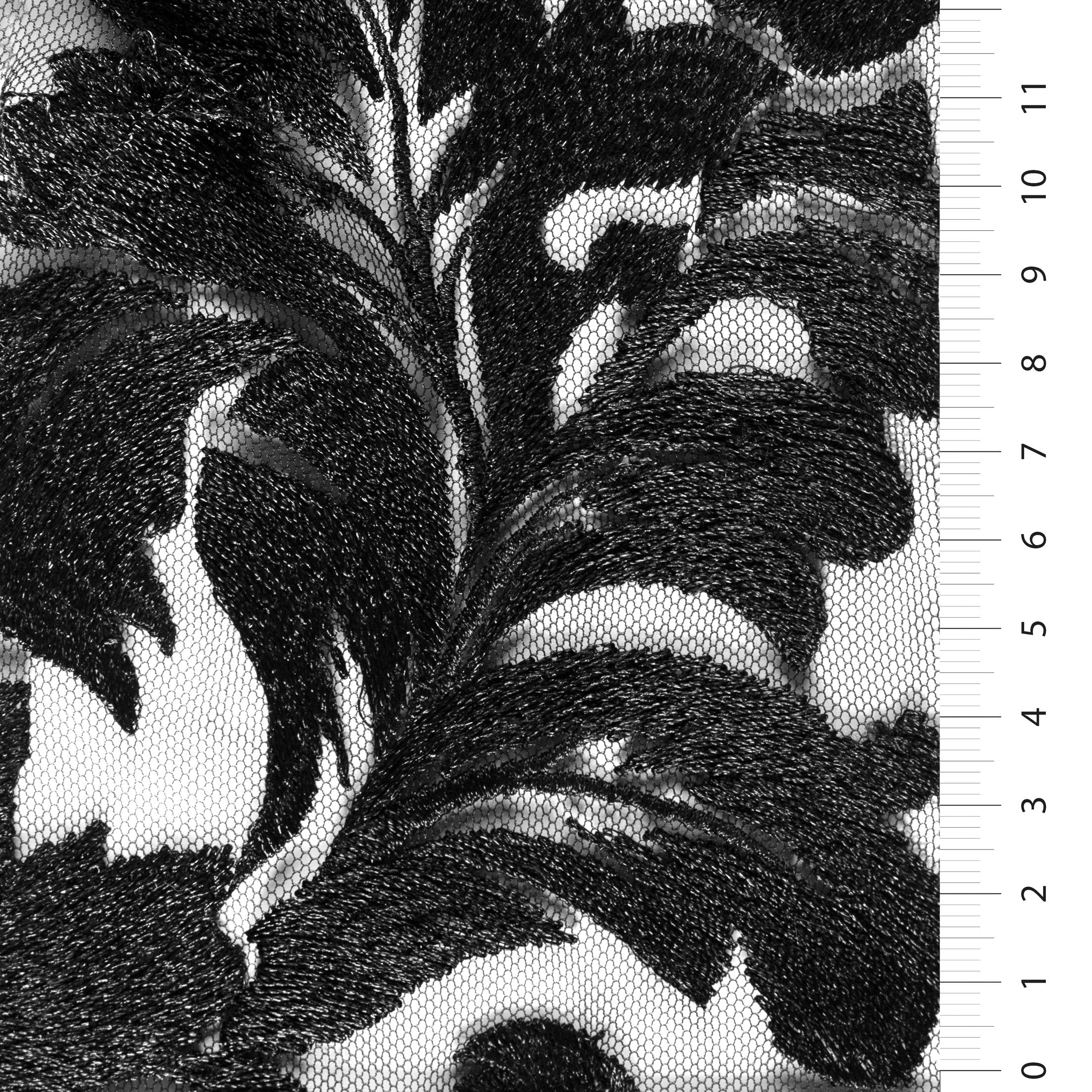 Curvy Leaf Design Thread Embroidery Fabric