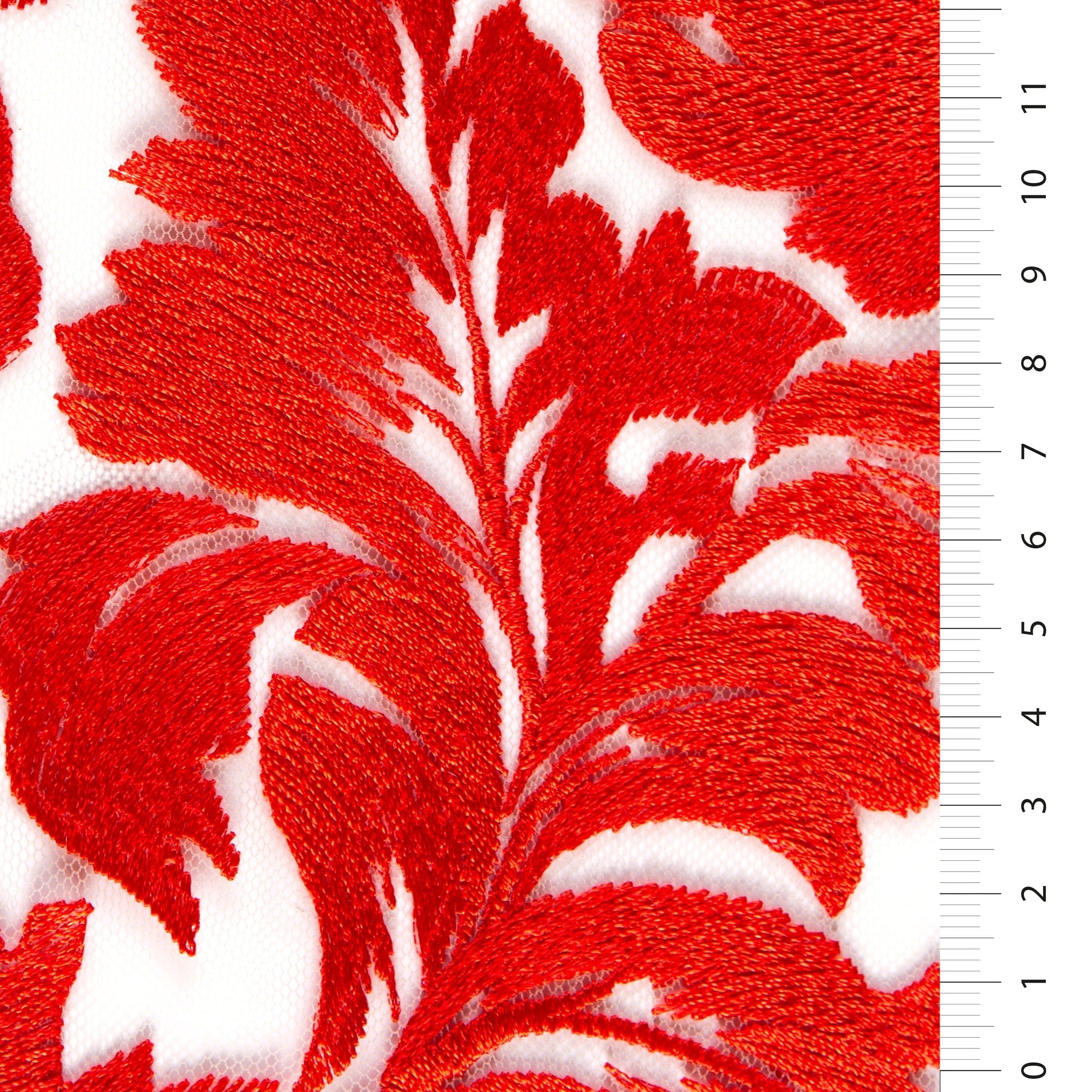 Curvy Leaf Design Thread Embroidery Fabric