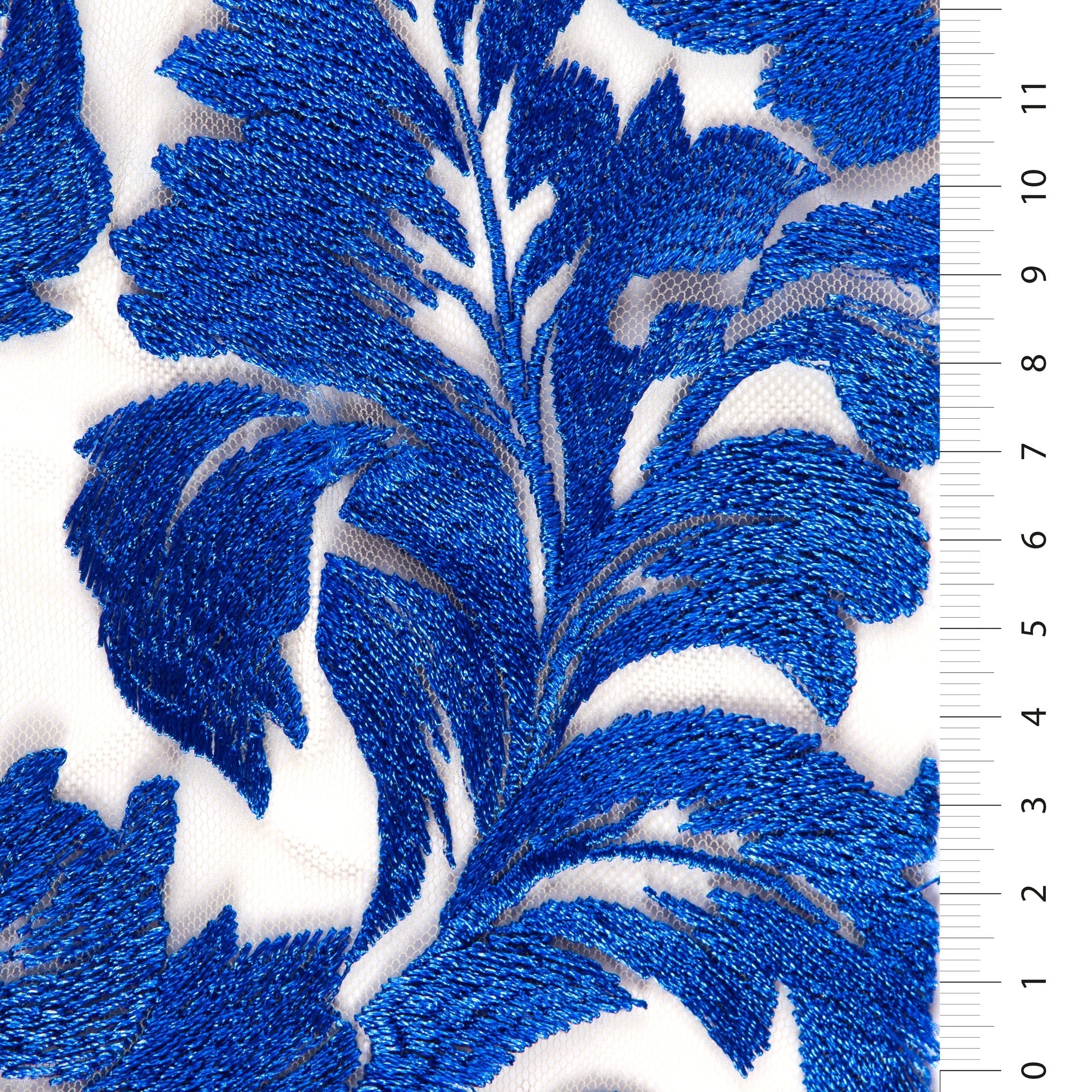Curvy Leaf Design Thread Embroidery Fabric