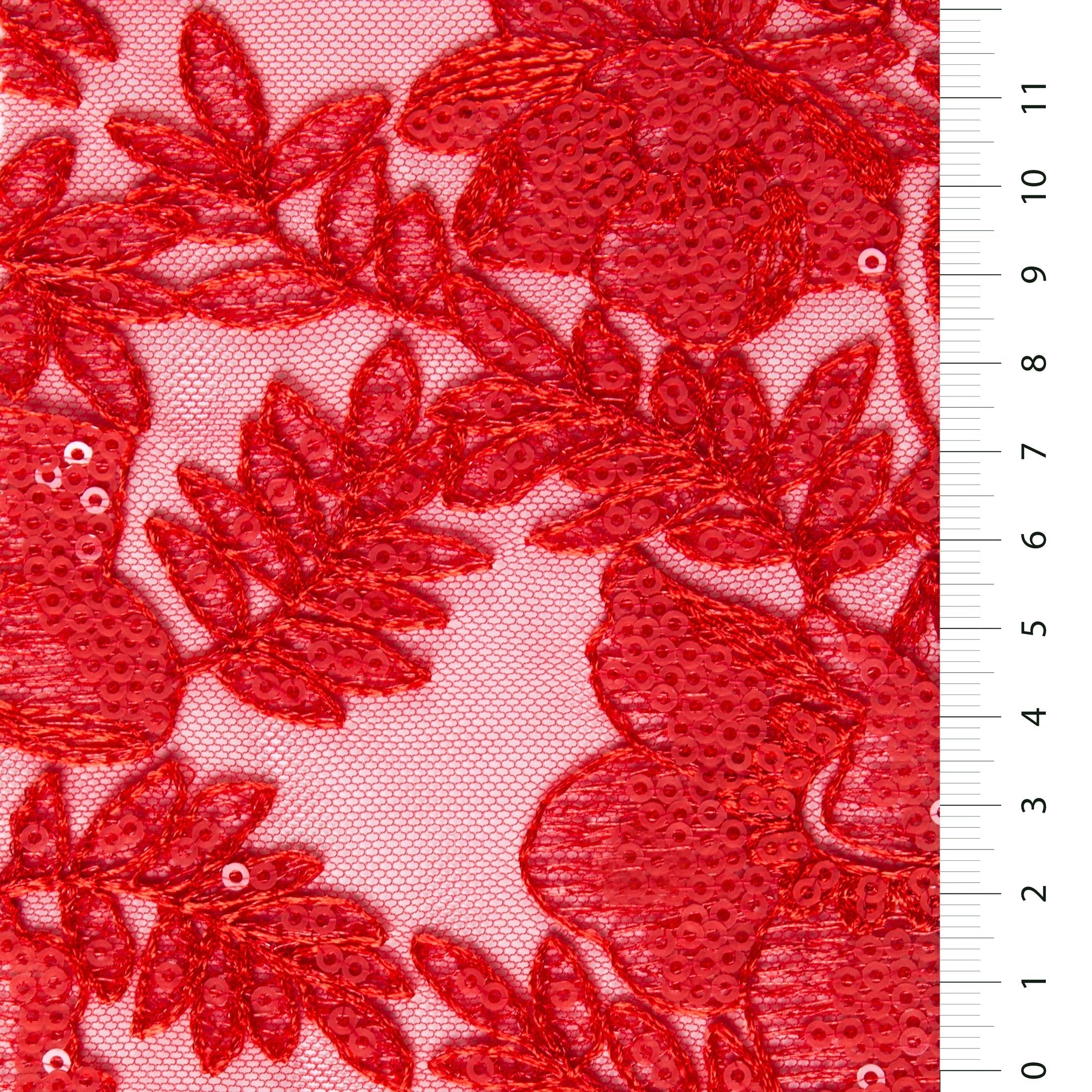 Sheer Sequin Floral Embellished Fabric