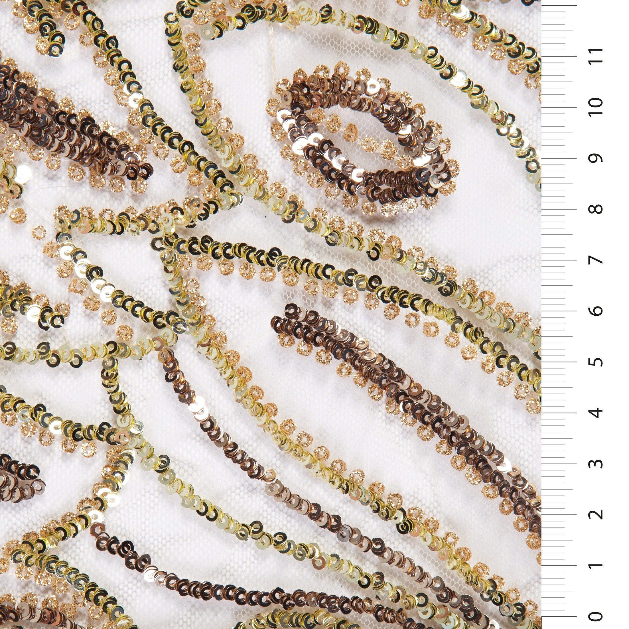 Wavy Design Colorful Sequined Embroidery Fabric