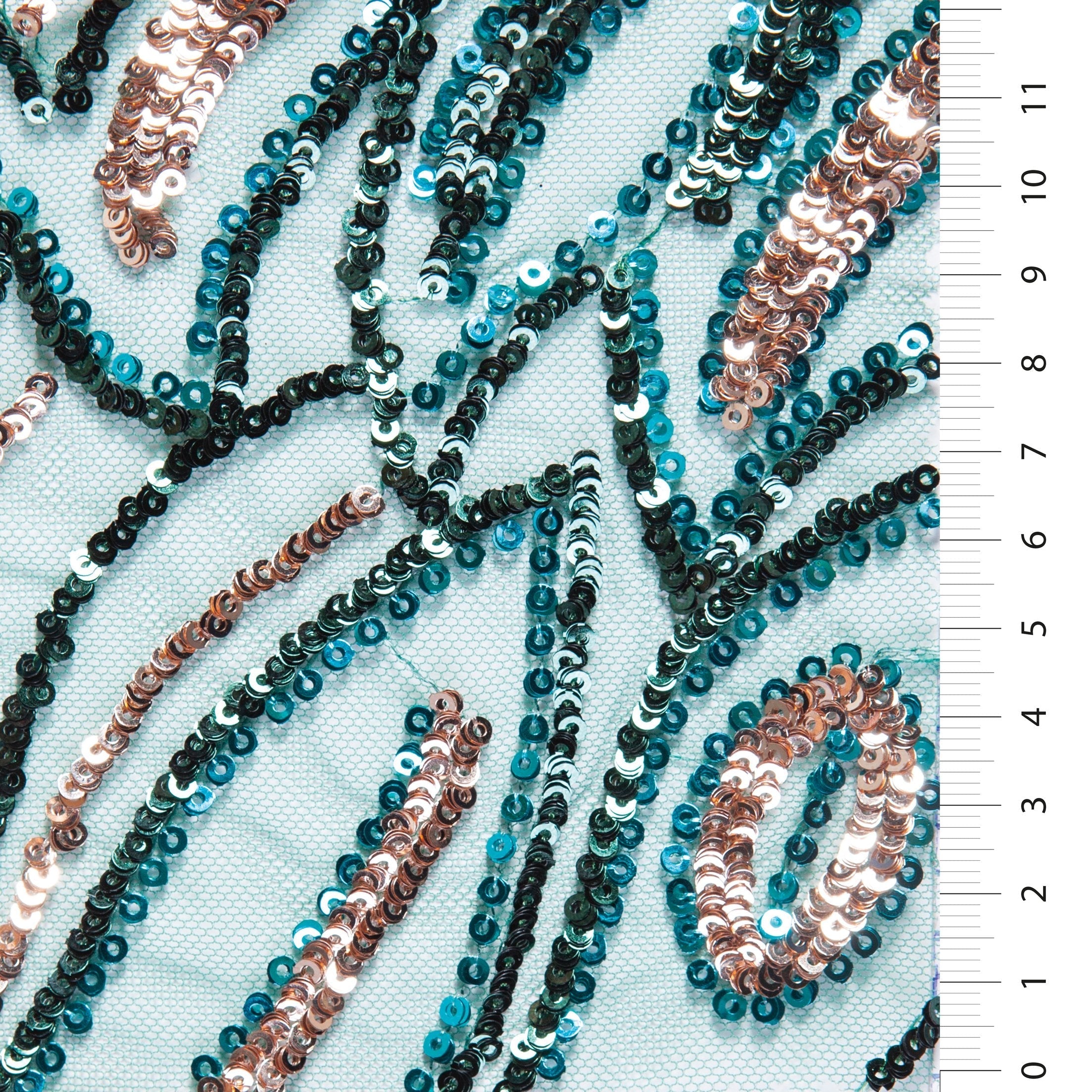 Wavy Design Colorful Sequined Embroidery Fabric