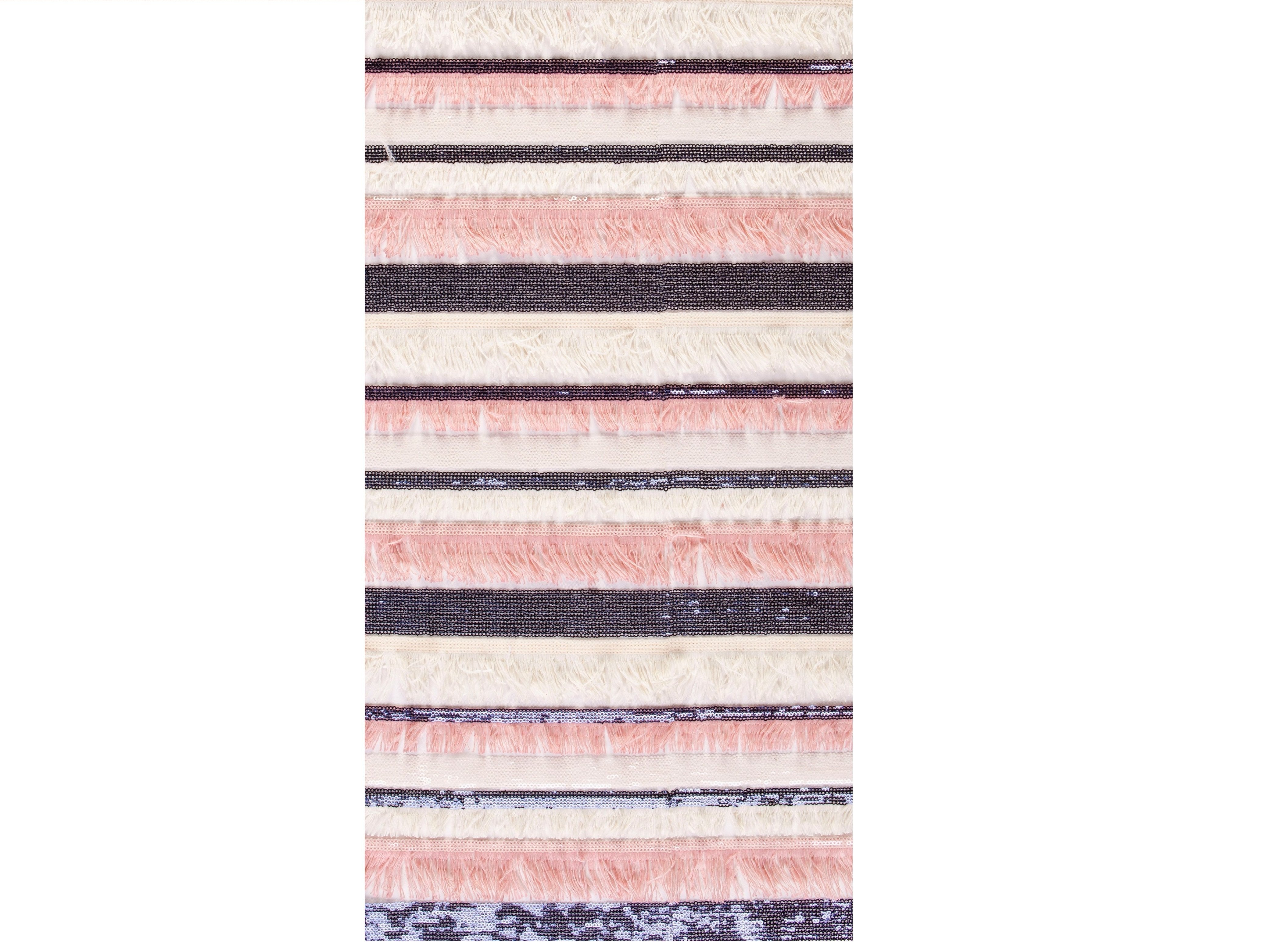 Fringed Line Design Sequin Thread Embroidered Fabric | Burç Fabric