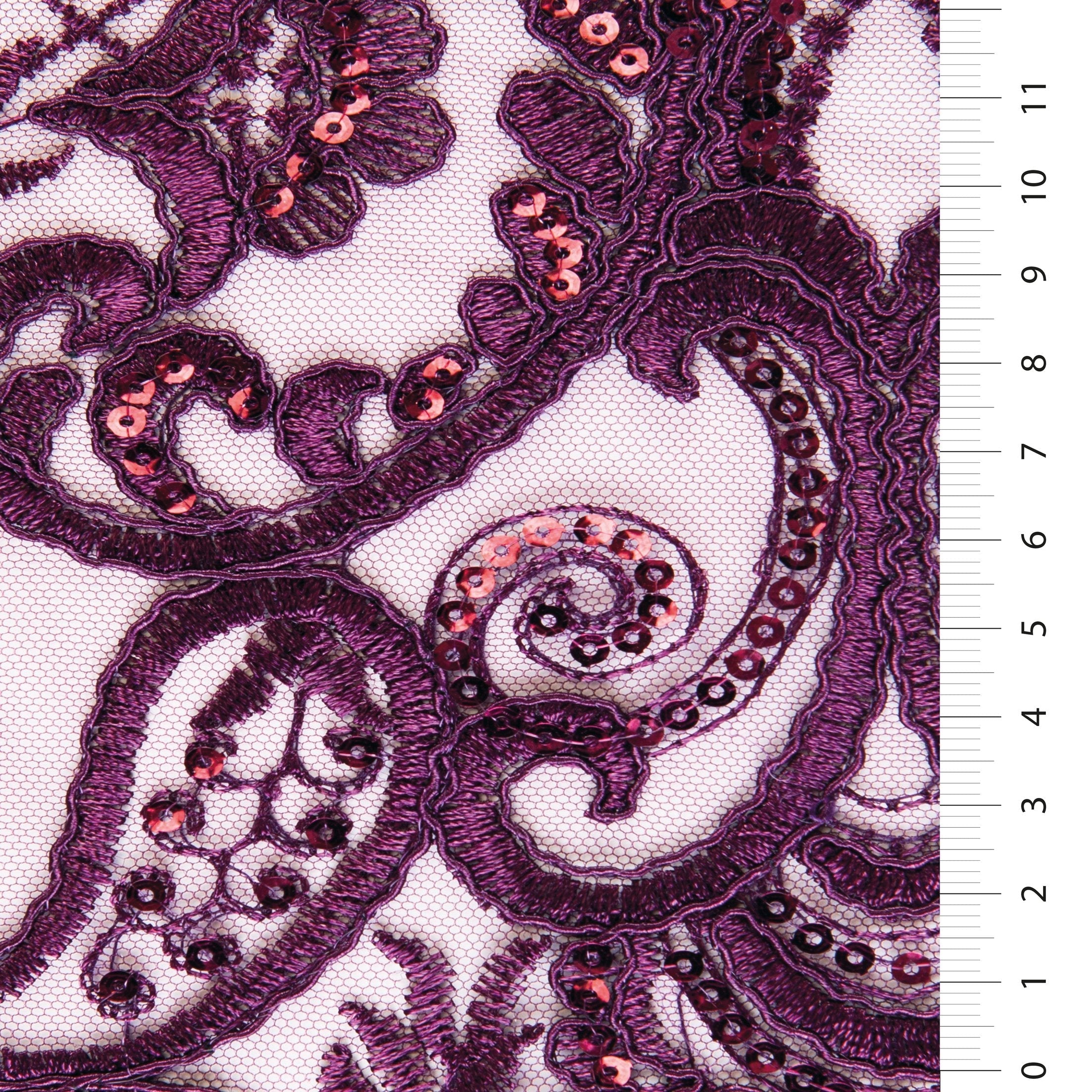 Nigerian Style Cord Thread Sequin Embroidered Fabric