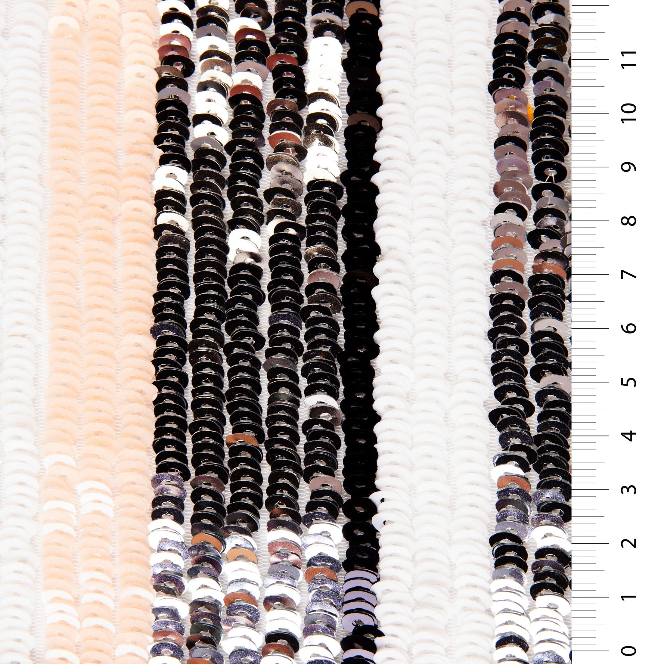 Full Color Striped Sequin Embroidered Fabric