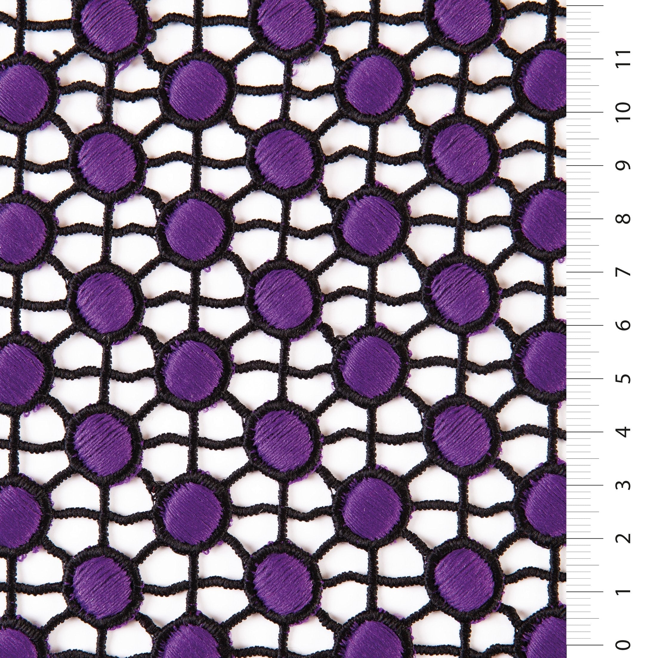 Double Color Guipure Embroidered Fabric with Geometric Circle Design