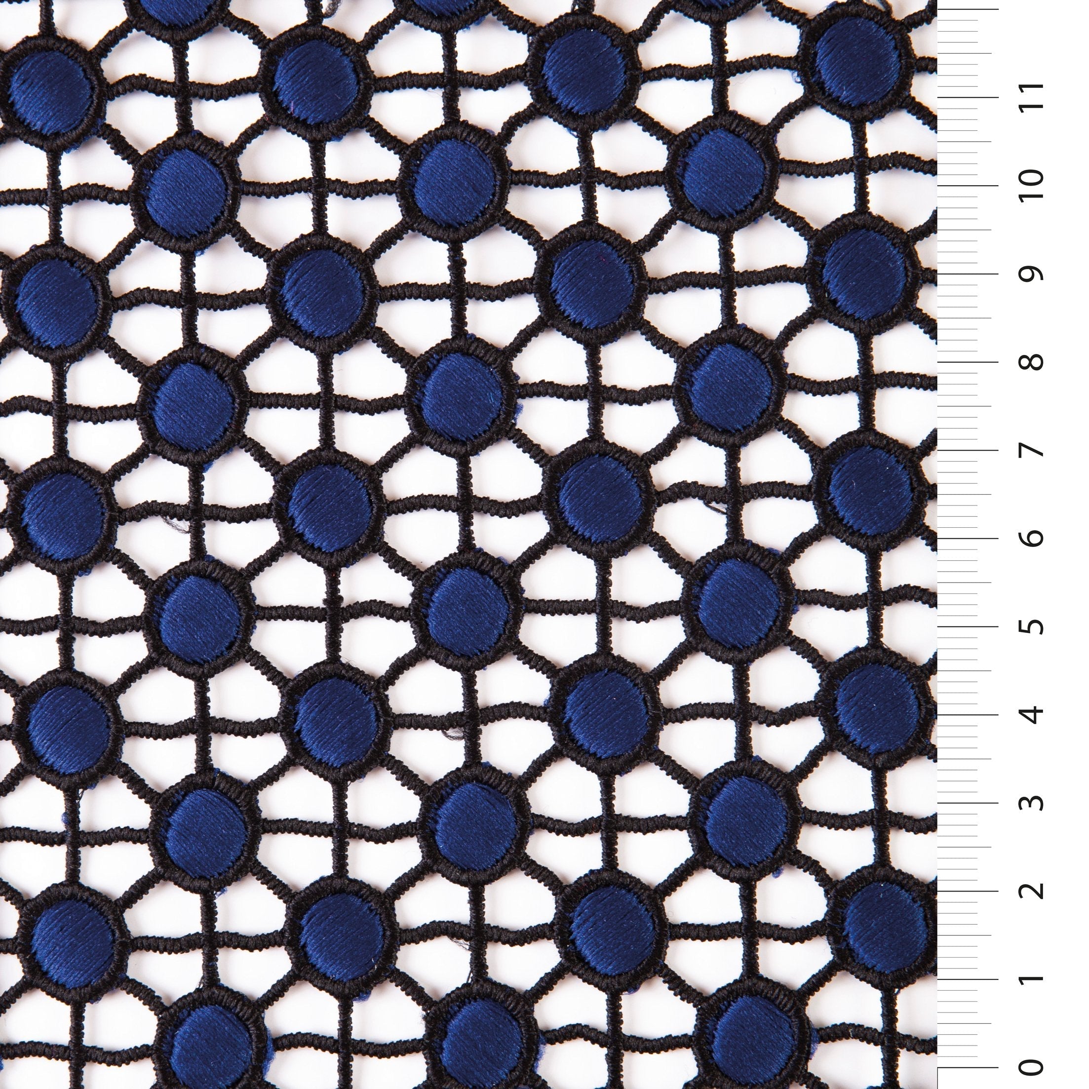 Double Color Guipure Embroidered Fabric with Geometric Circle Design