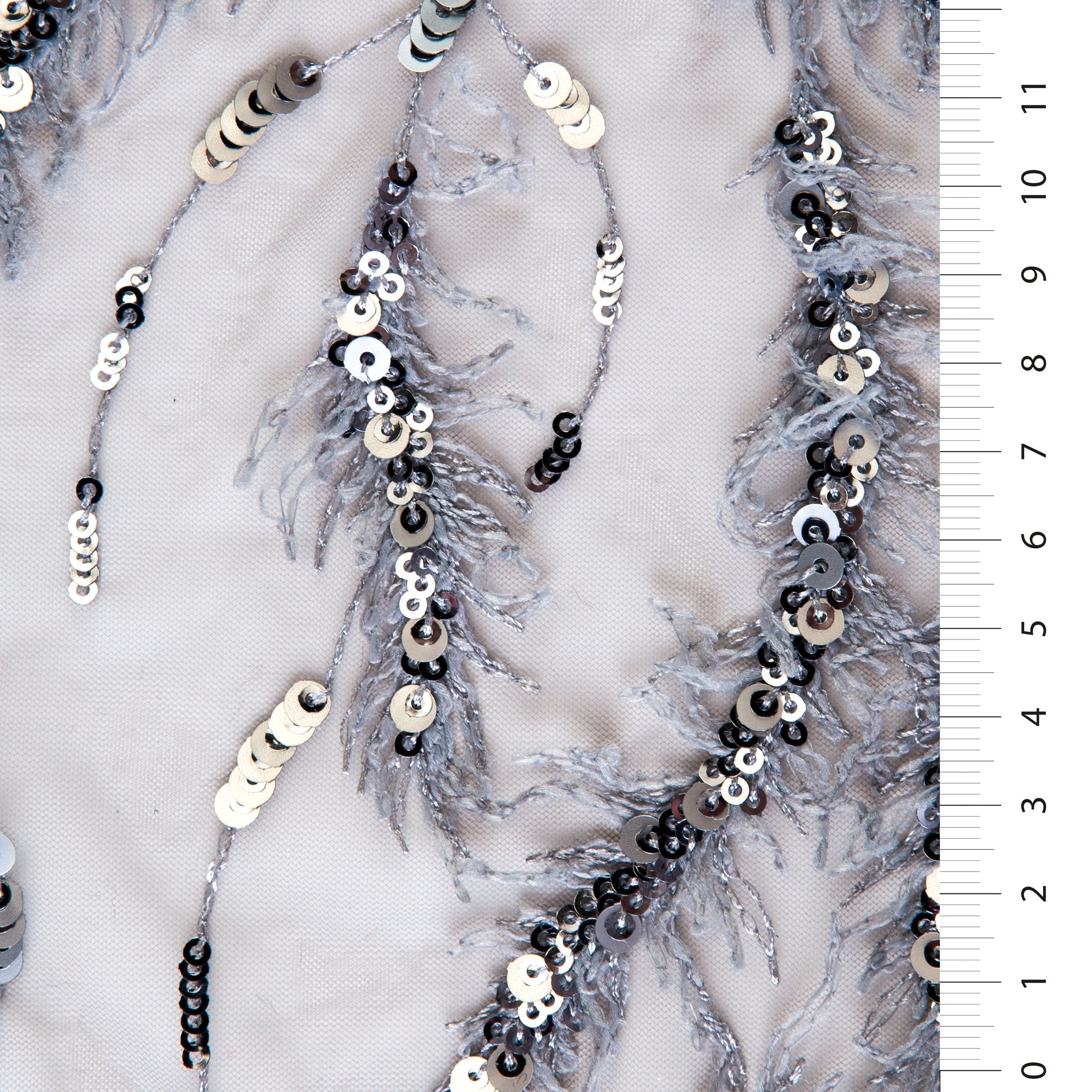 3D Small Fringed Eyelashes Sequin Embroidery Fabric